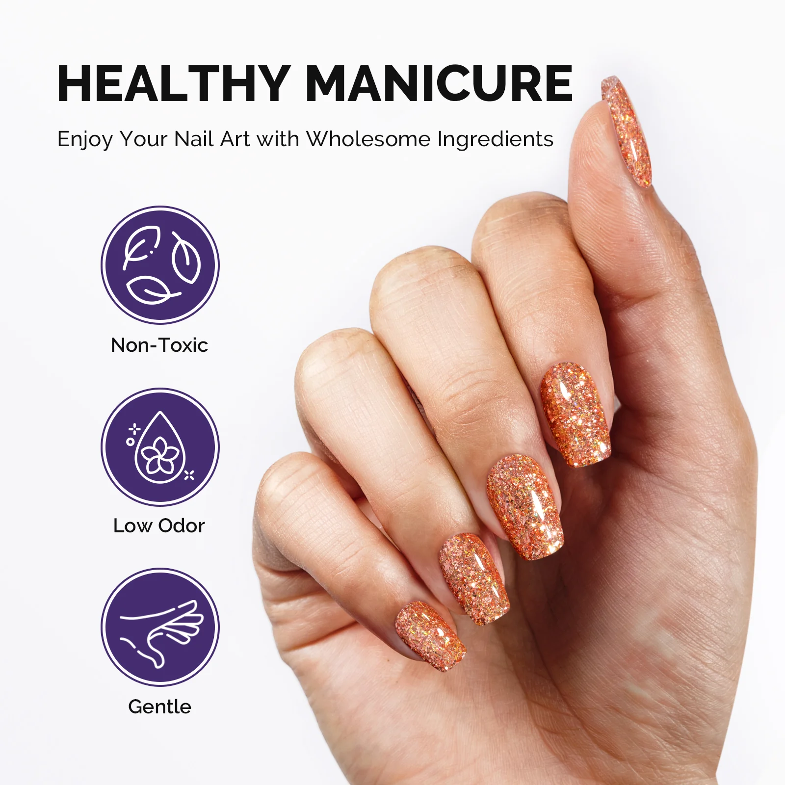 Galaliver Glitter Gel Nail Polish 15ml - X13 Happy Orange - Image 4
