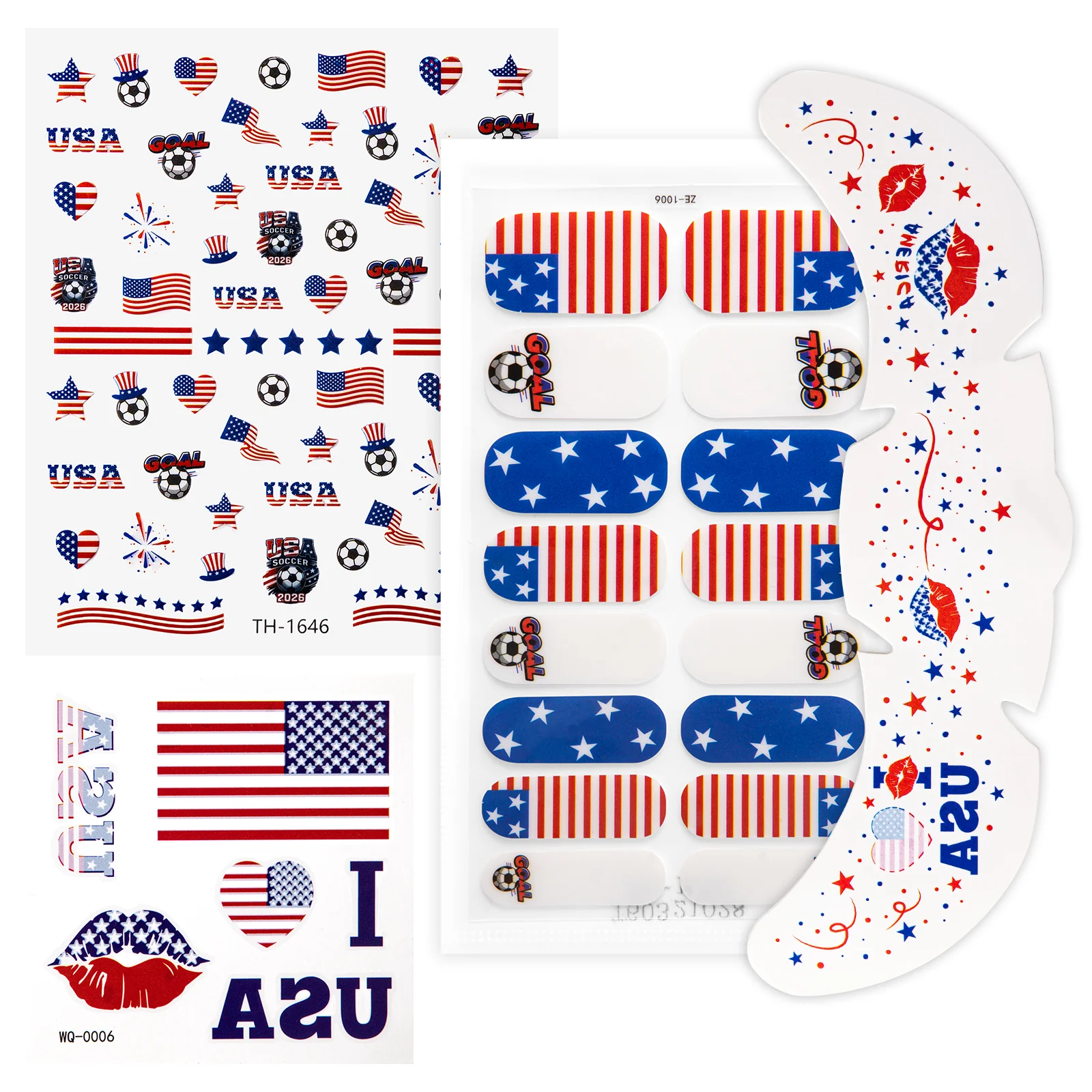 Gameday FanGlow Kit with World Cup Soccer Flag Nail Strips & Face Temporary Tattoos