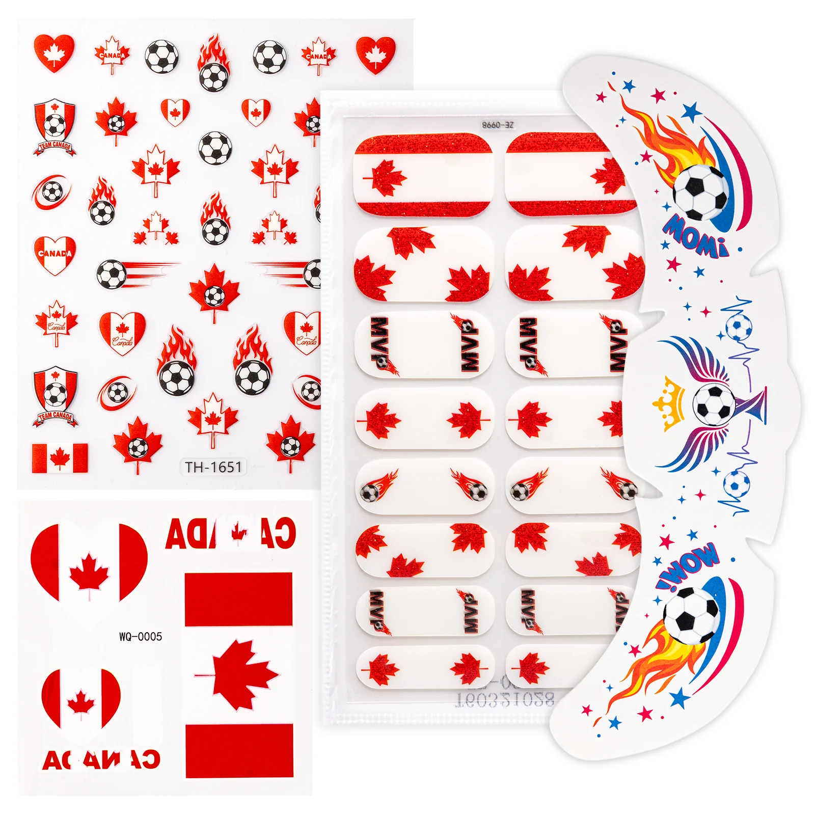 Gameday FanGlow Kit with World Cup Soccer Flag Nail Strips & Face Temporary Tattoos - Image 15