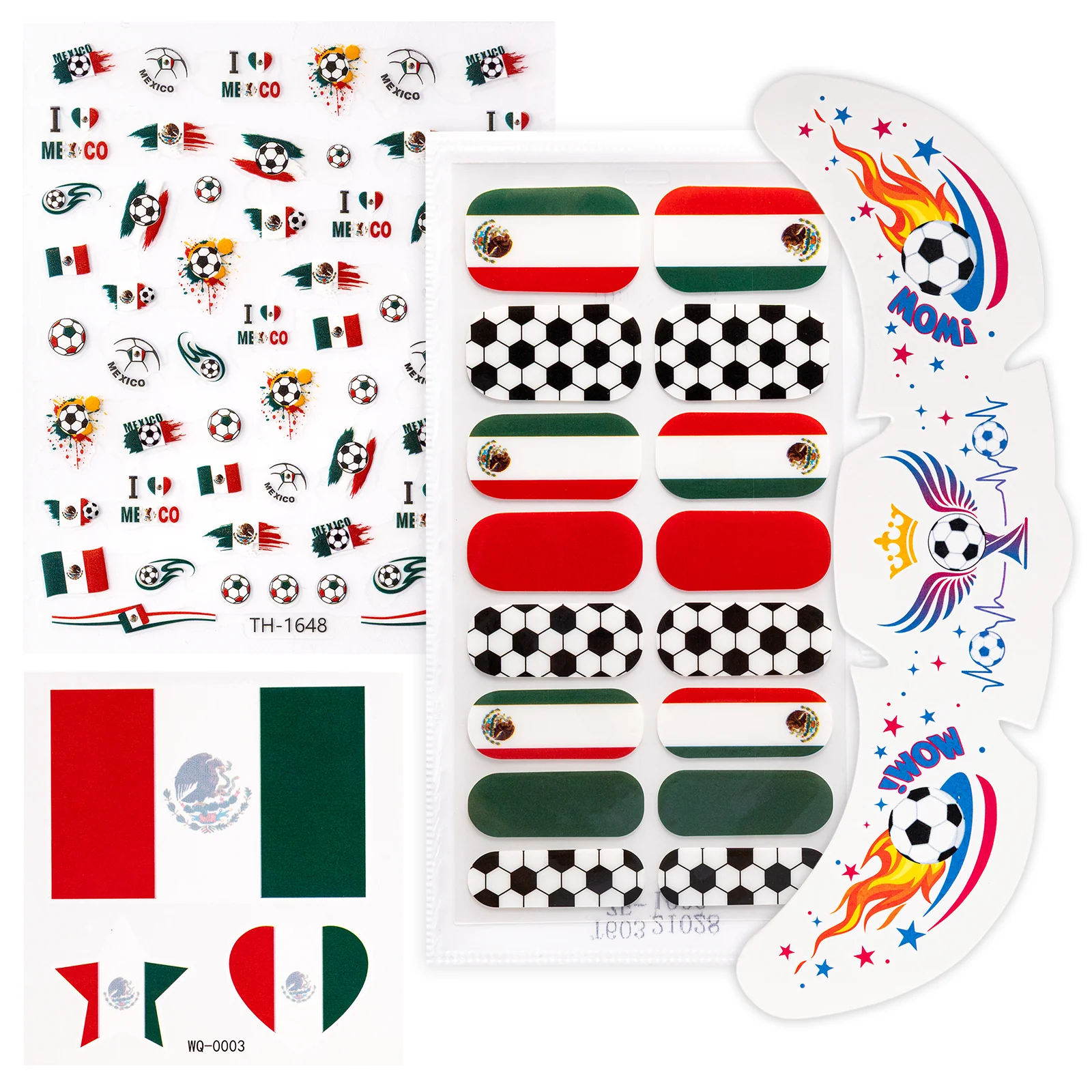 Gameday FanGlow Kit with World Cup Soccer Flag Nail Strips & Face Temporary Tattoos - Image 16