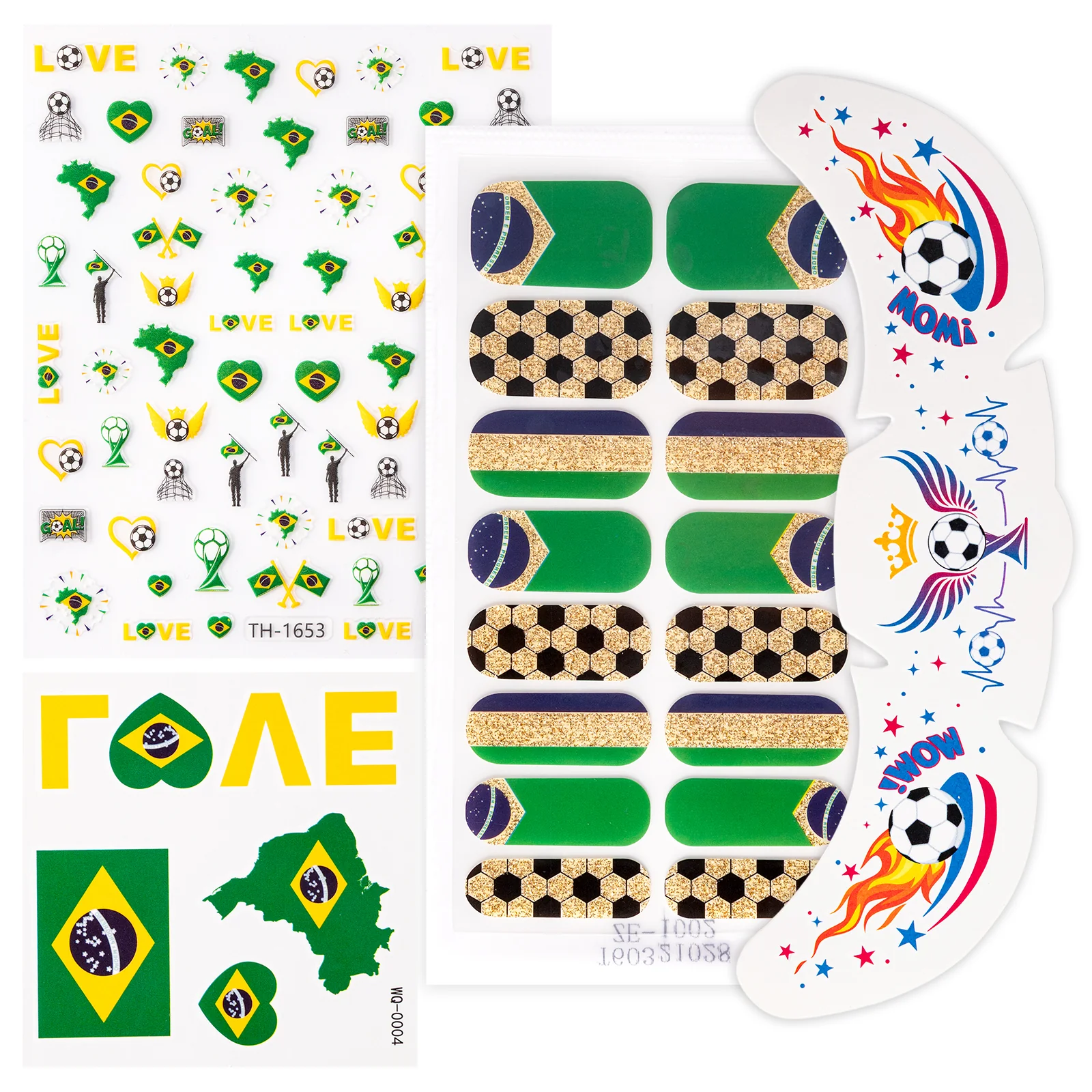 Gameday FanGlow Kit with World Cup Soccer Flag Nail Strips & Face Temporary Tattoos - Image 17