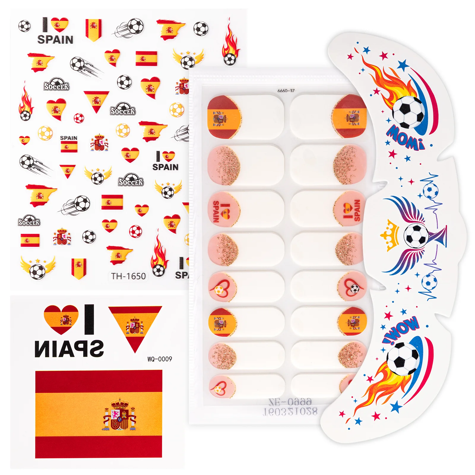 Gameday FanGlow Kit with World Cup Soccer Flag Nail Strips & Face Temporary Tattoos - Image 18