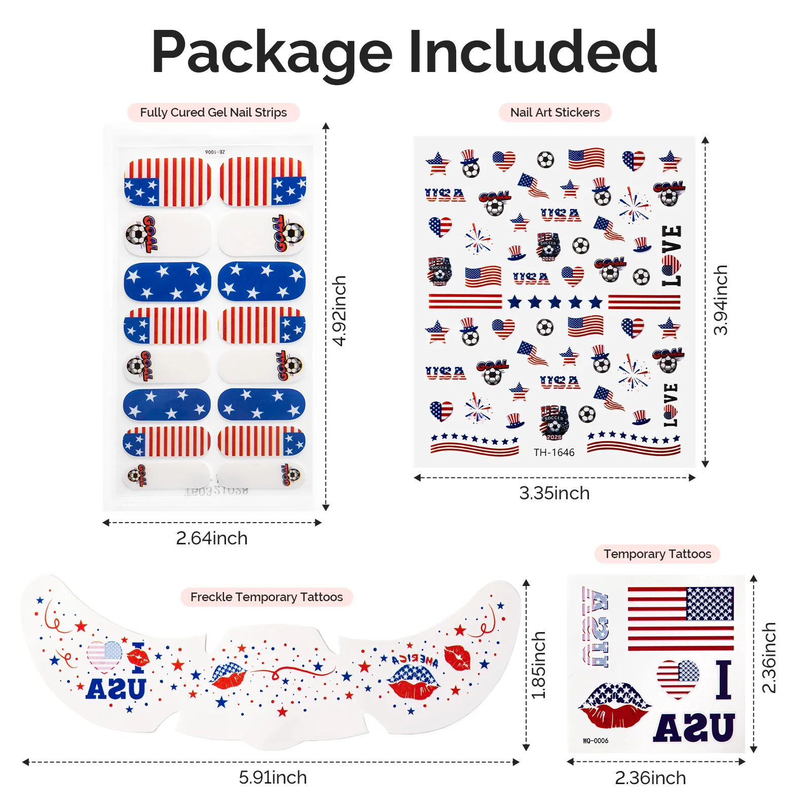 Gameday FanGlow Kit with World Cup Soccer Flag Nail Strips & Face Temporary Tattoos - Image 6