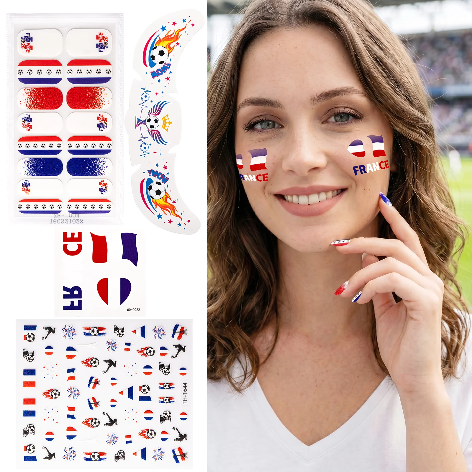 Gameday FanGlow Kit with World Cup Soccer Flag Nail Strips & Face Temporary Tattoos - Image 9