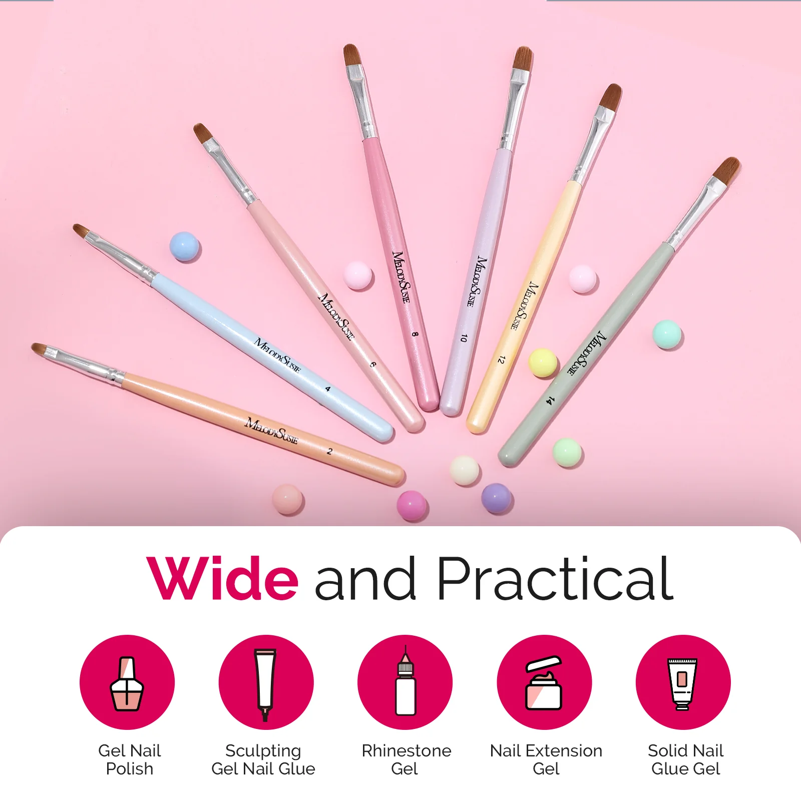 Gel Nail Art Brush 7Pcs - Image 2