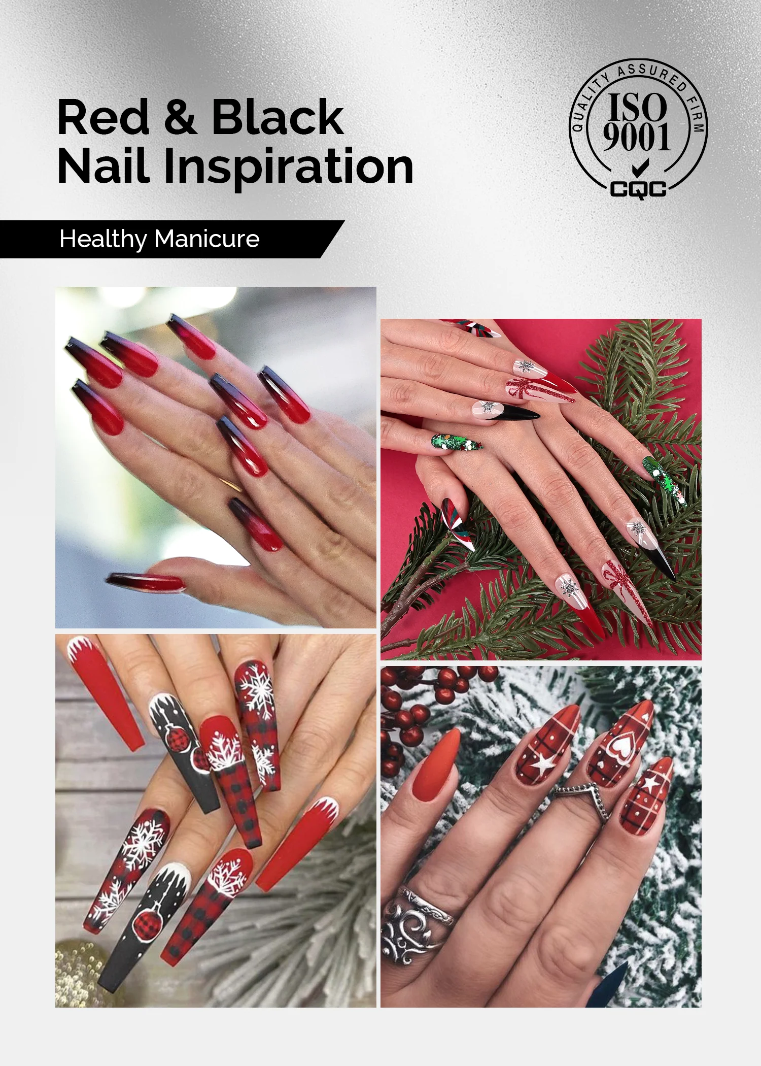 TPO-Free Thick Gel Nail Polish Black and Red 2 Pack 15ml - Image 2