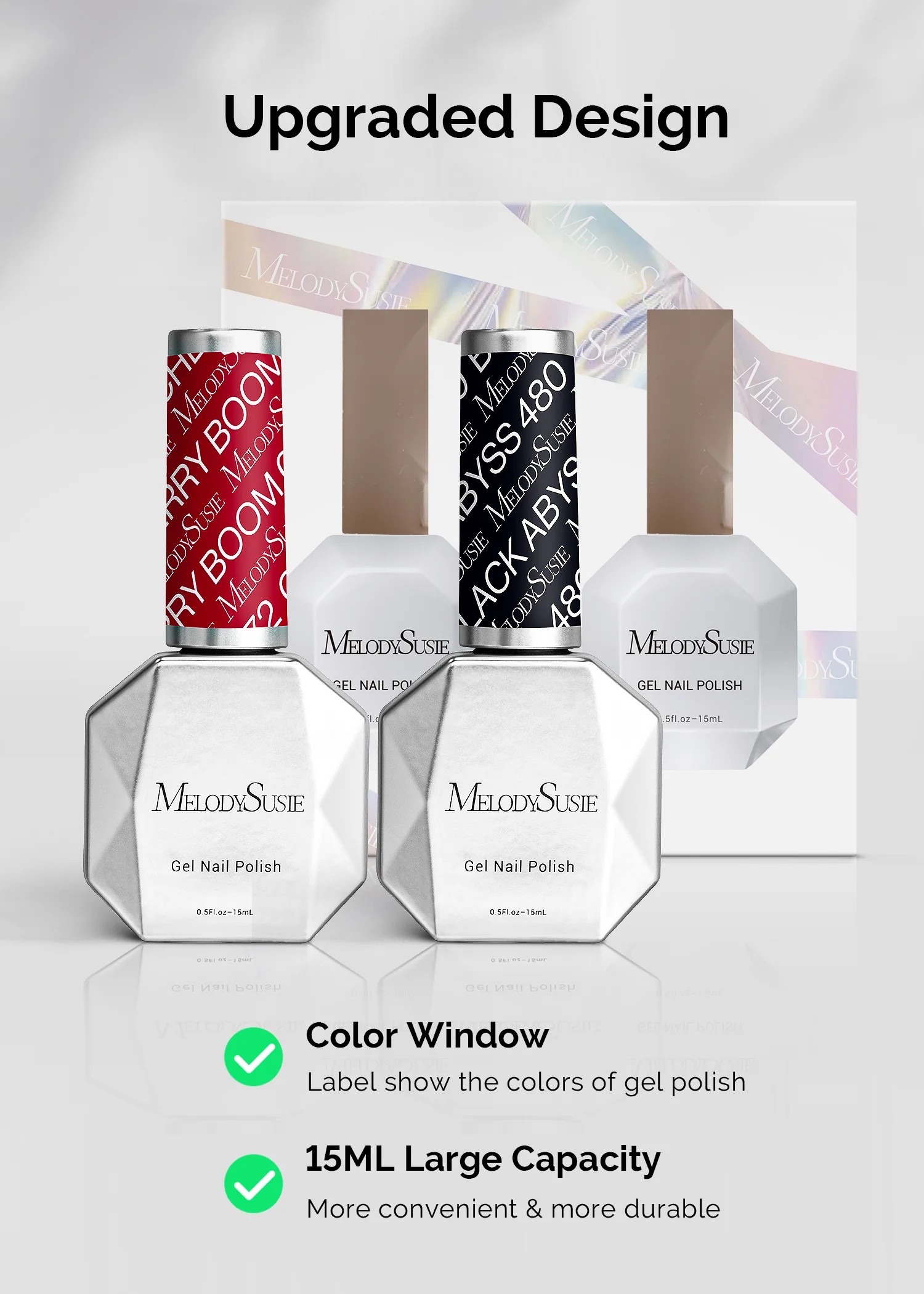 TPO-Free Thick Gel Nail Polish Black and Red 2 Pack 15ml - Image 5