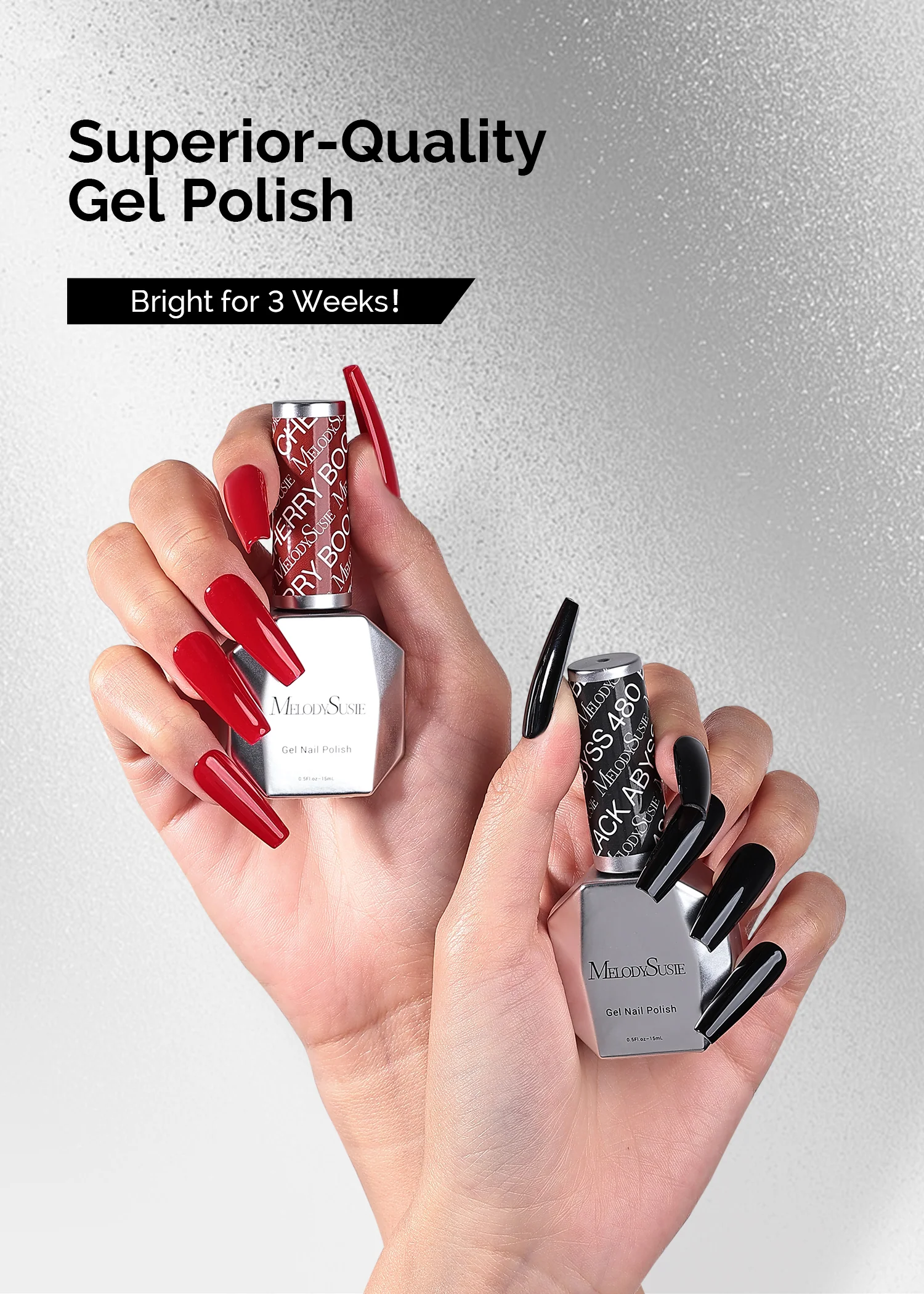 TPO-Free Thick Gel Nail Polish Black and Red 2 Pack 15ml - Image 7