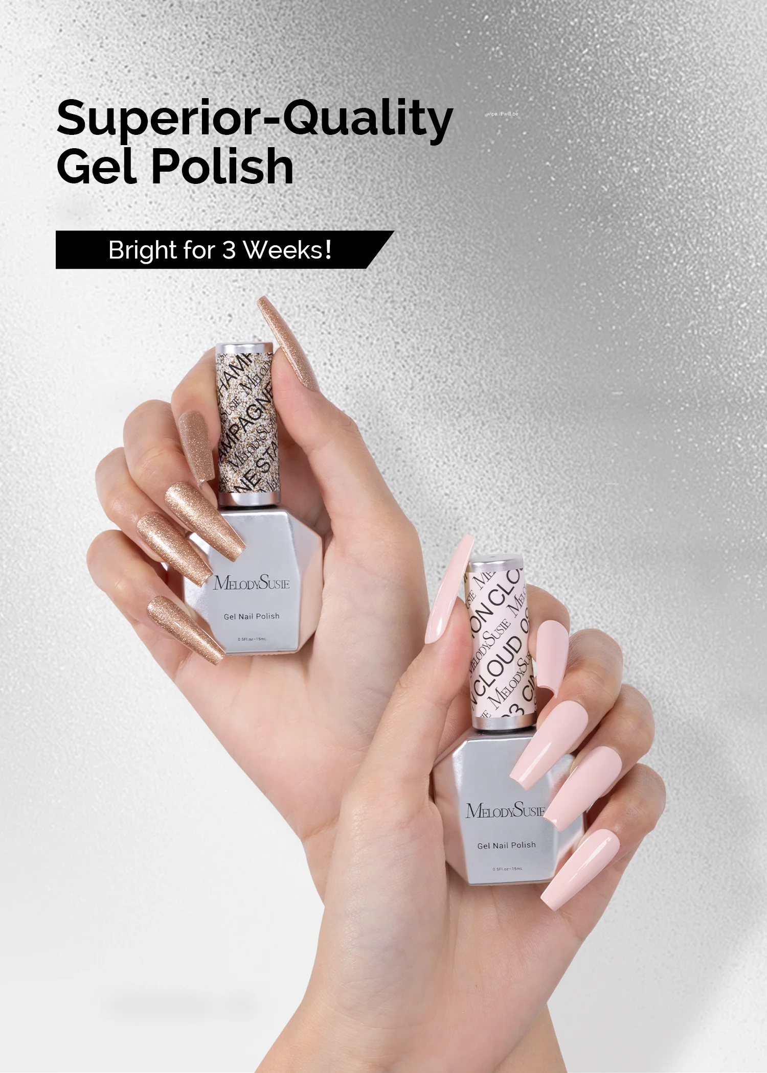 TPO-Free Thick Gel Nail Polish Gold and Nude Pink - 2 Pack 15ml - Image 7