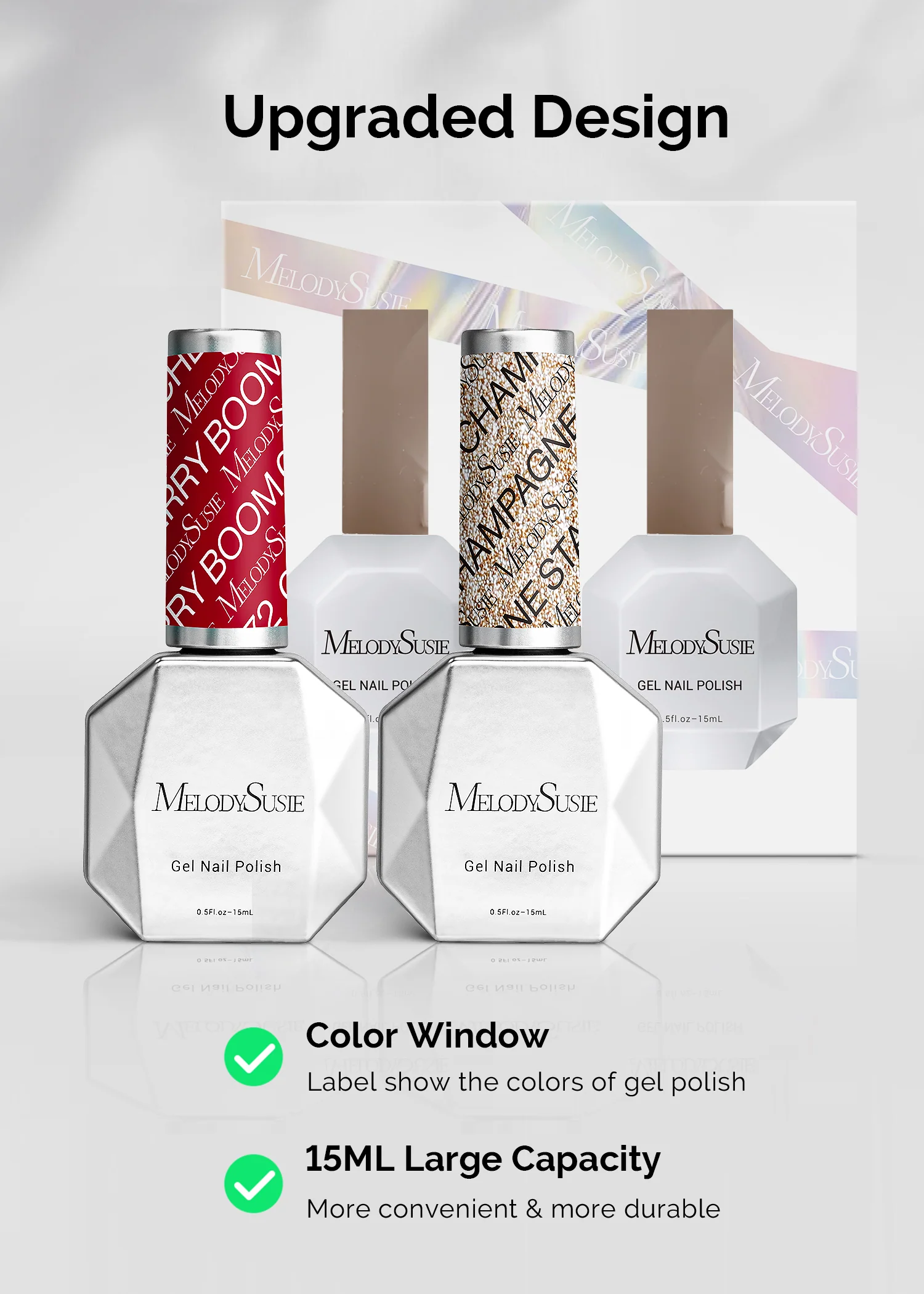 TPO-Free Thick Gel Nail Polish Gold and Red - 2 Pack 15ml - Image 5