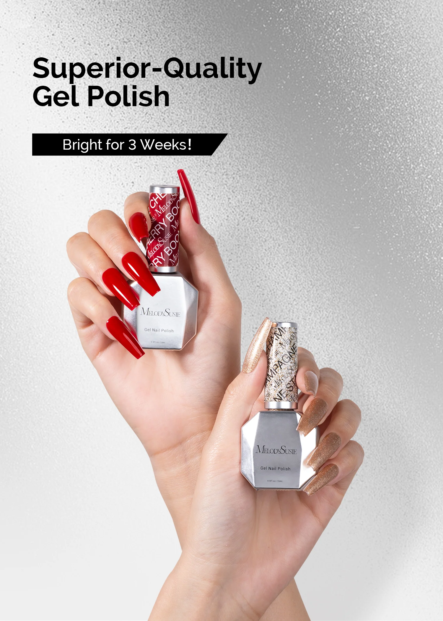TPO-Free Thick Gel Nail Polish Gold and Red - 2 Pack 15ml - Image 7