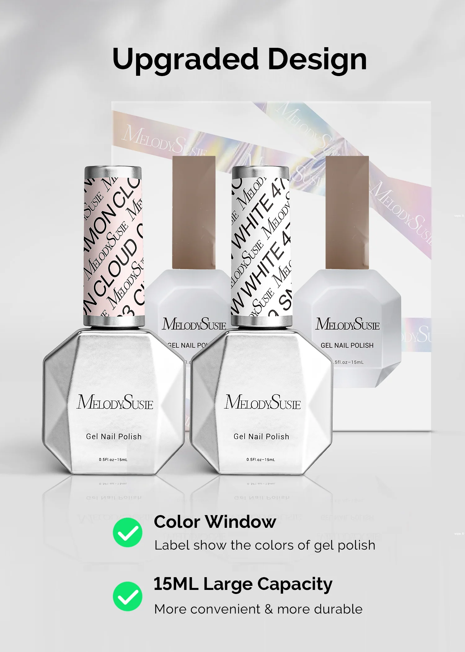 TPO-Free Thick Gel Nail Polish Nude Pink and White 2 Pack 15ml - Image 5