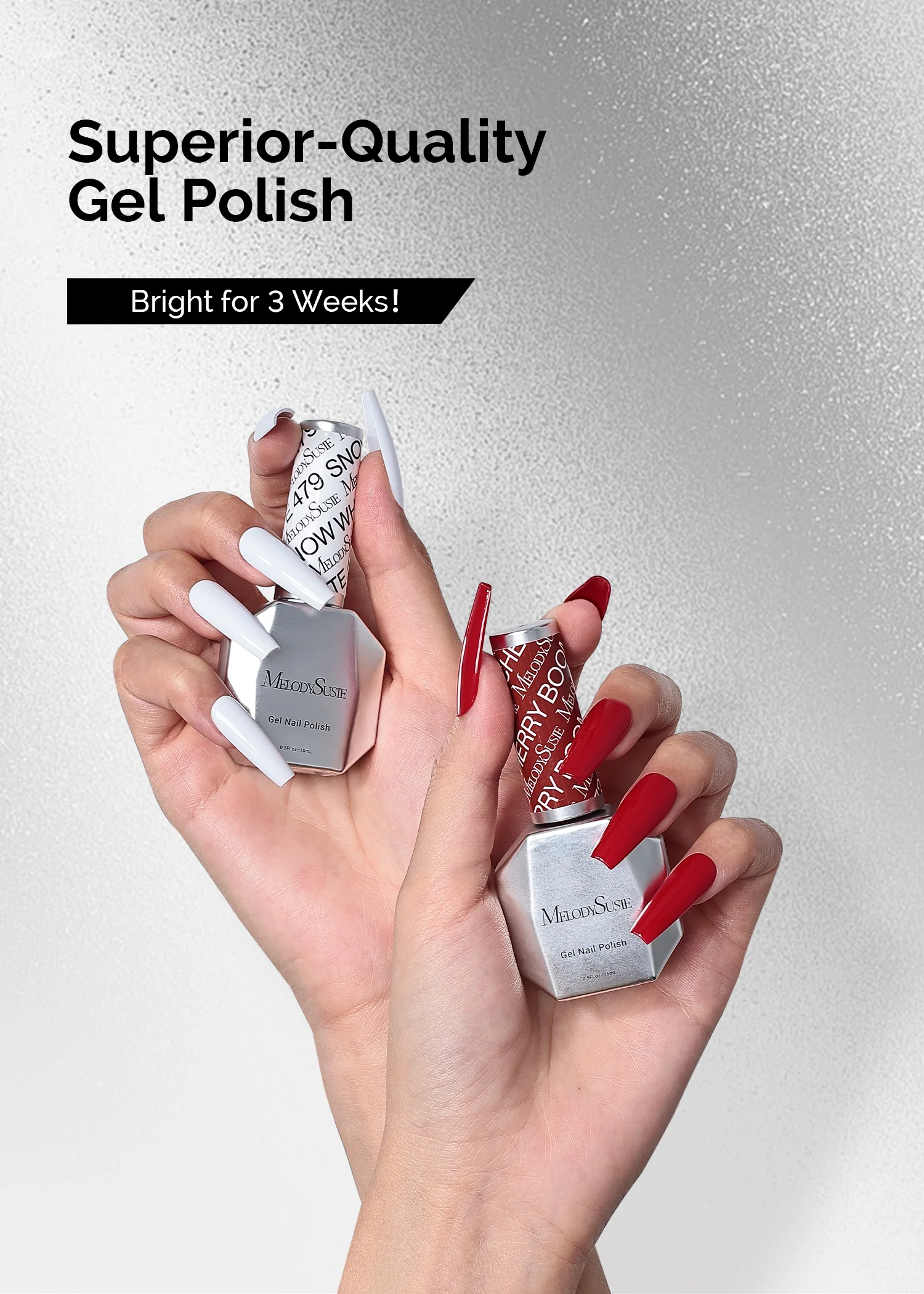 TPO-Free Thick Gel Nail Polish Red and White 2 Pack 15ml - Image 7