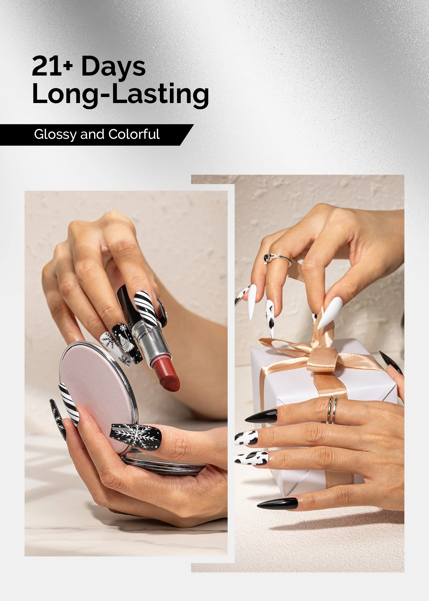 TPO-Free Thick Gel Nail Polish White and Black 2 Pack 15ml - Image 3