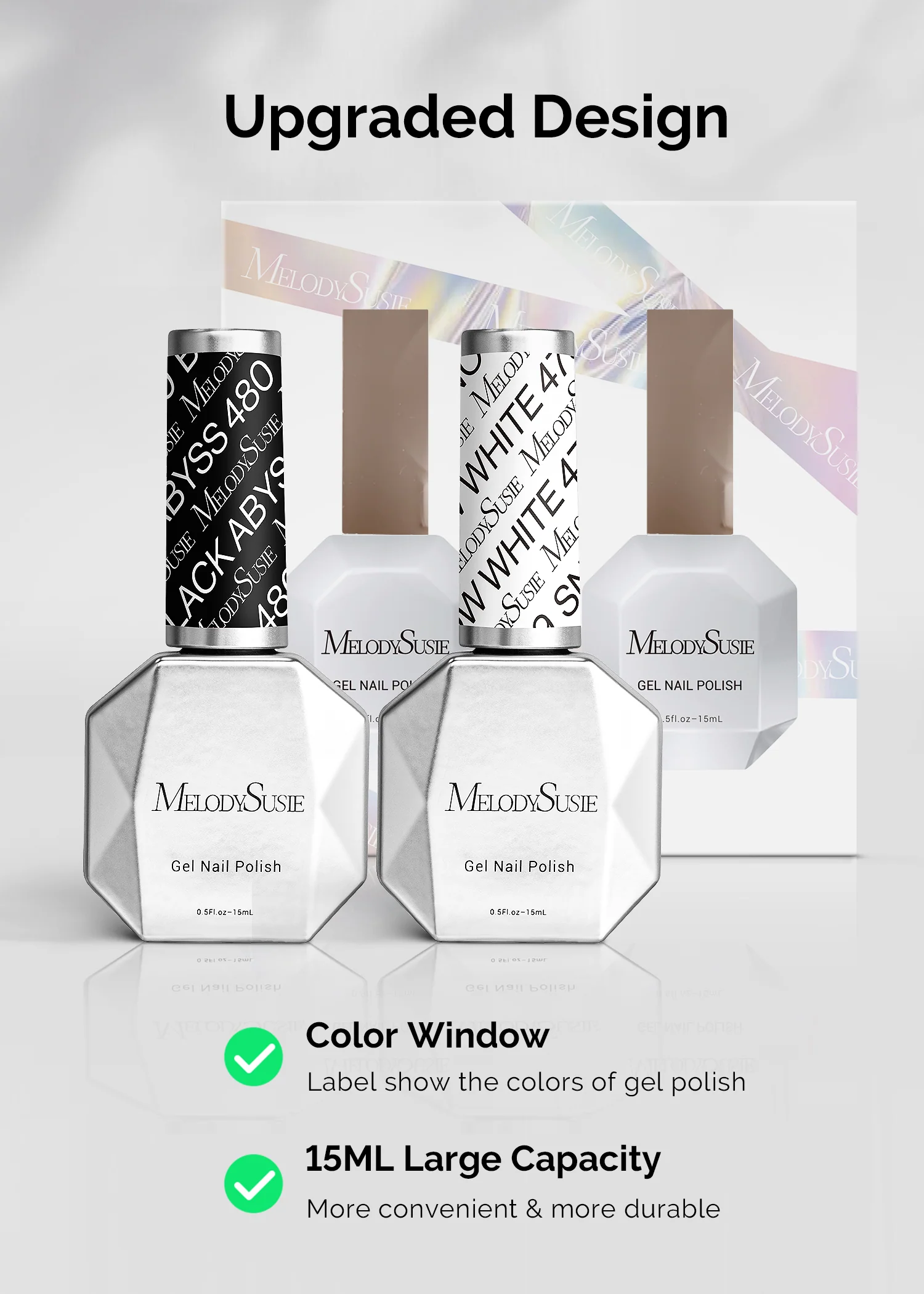 TPO-Free Thick Gel Nail Polish White and Black 2 Pack 15ml - Image 6