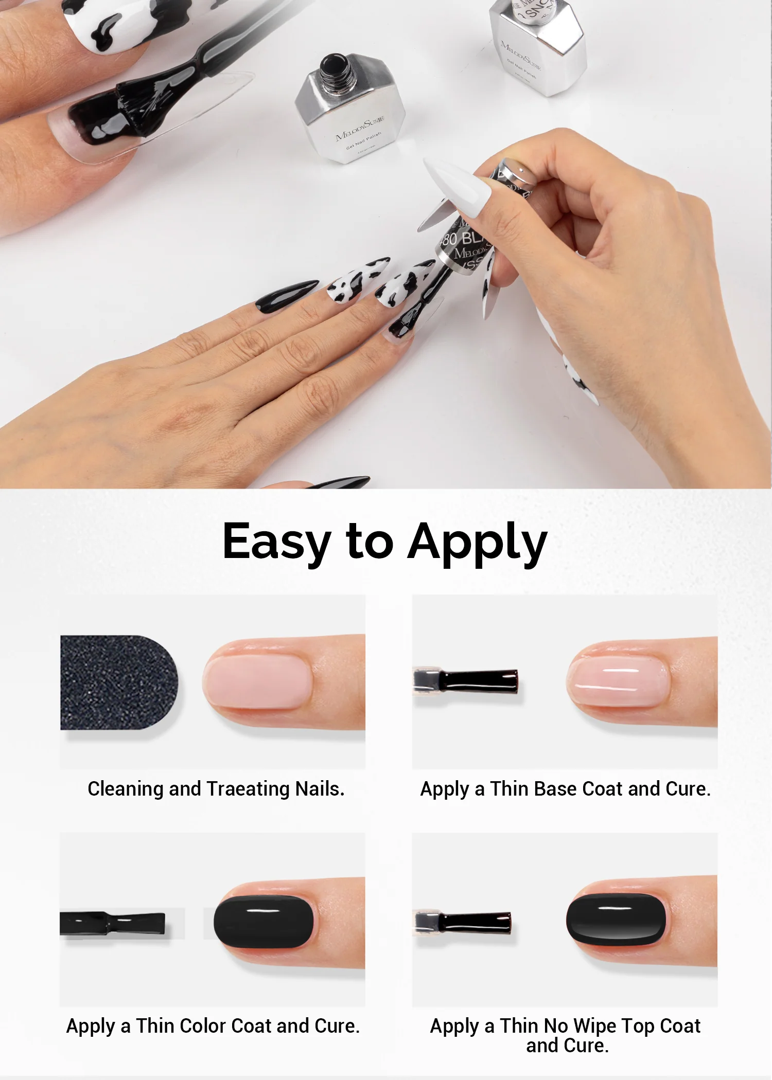 TPO-Free Thick Gel Nail Polish White and Black 2 Pack 15ml - Image 7