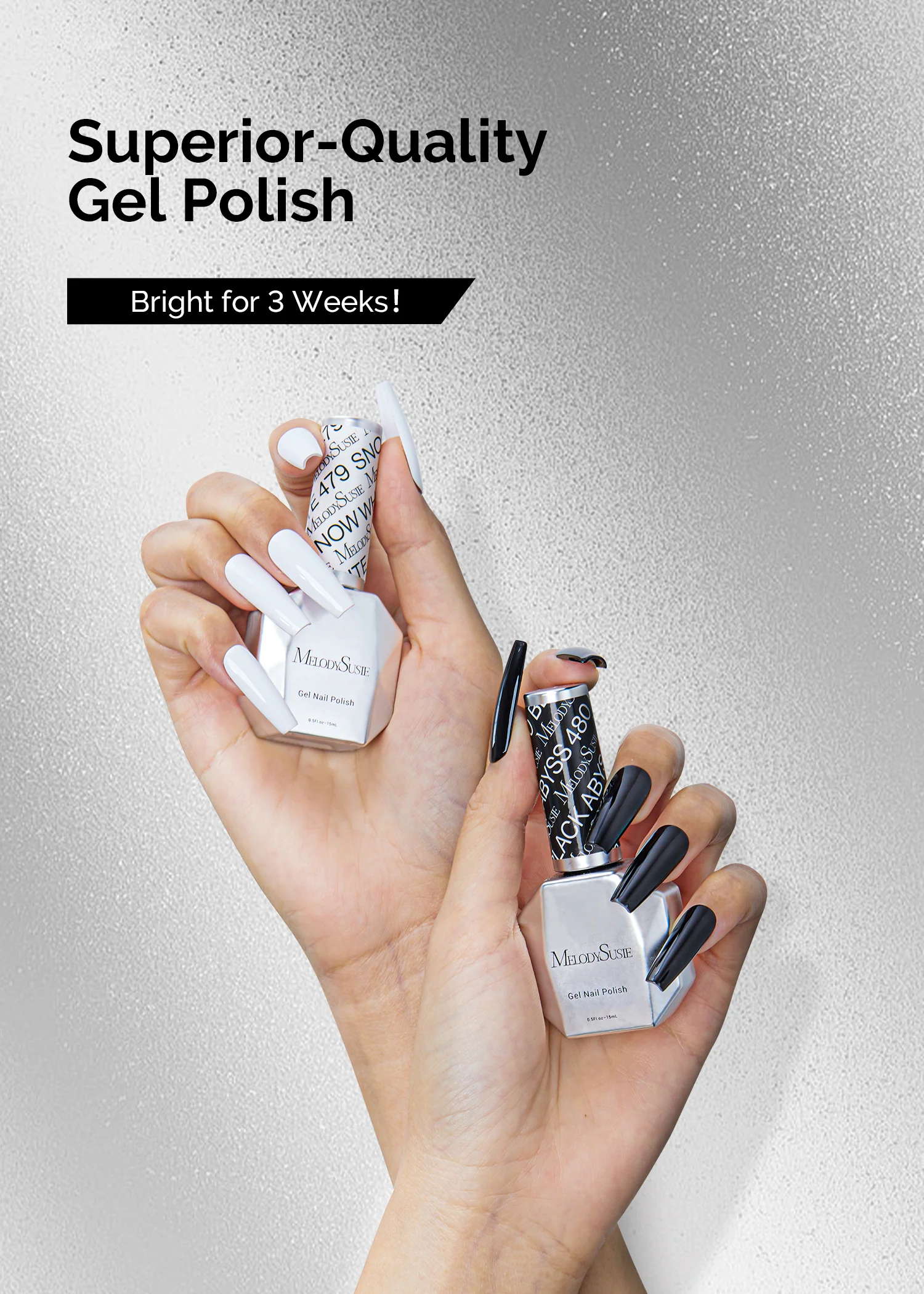 TPO-Free Thick Gel Nail Polish White and Black 2 Pack 15ml - Image 8