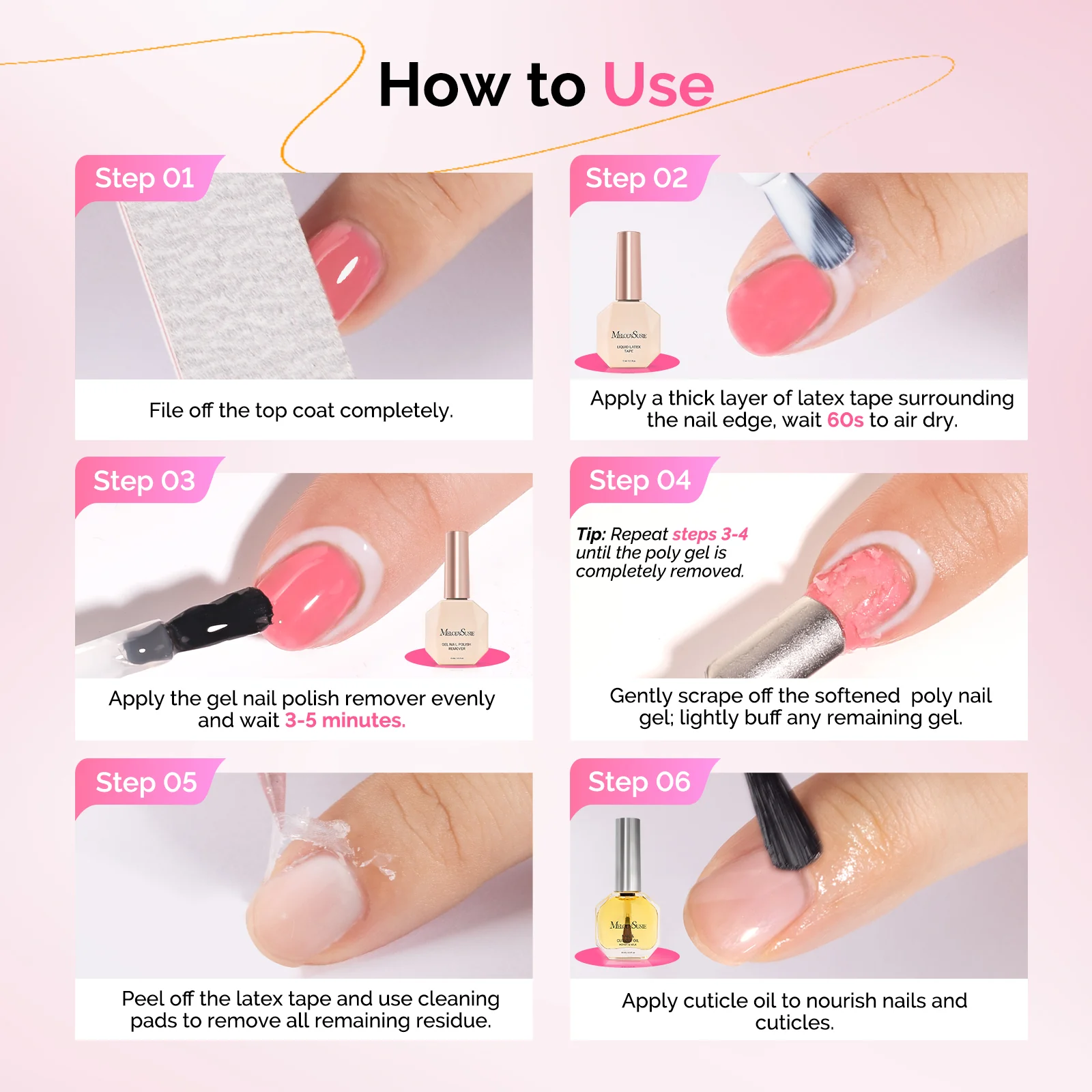 Gel Polish Remover Kit with Cuticle Oil & Liquid Latex Tape & Wipes & Peel Off Manicure Tools - Image 8