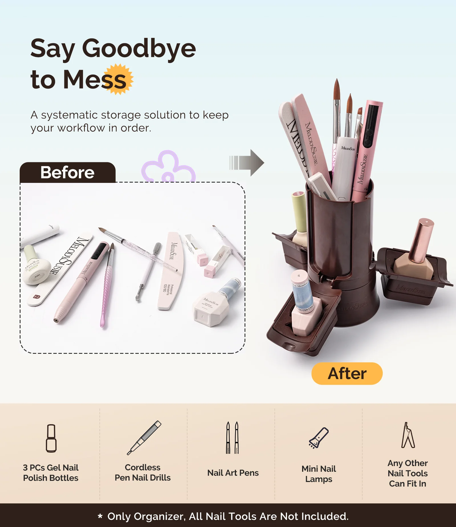 GelCarousel Rotatable Nail Art DIY Station - Brown - Image 2