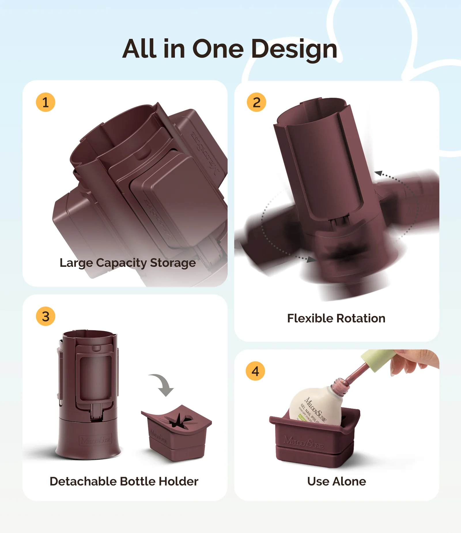 GelCarousel Rotatable Nail Art DIY Station - Brown - Image 4
