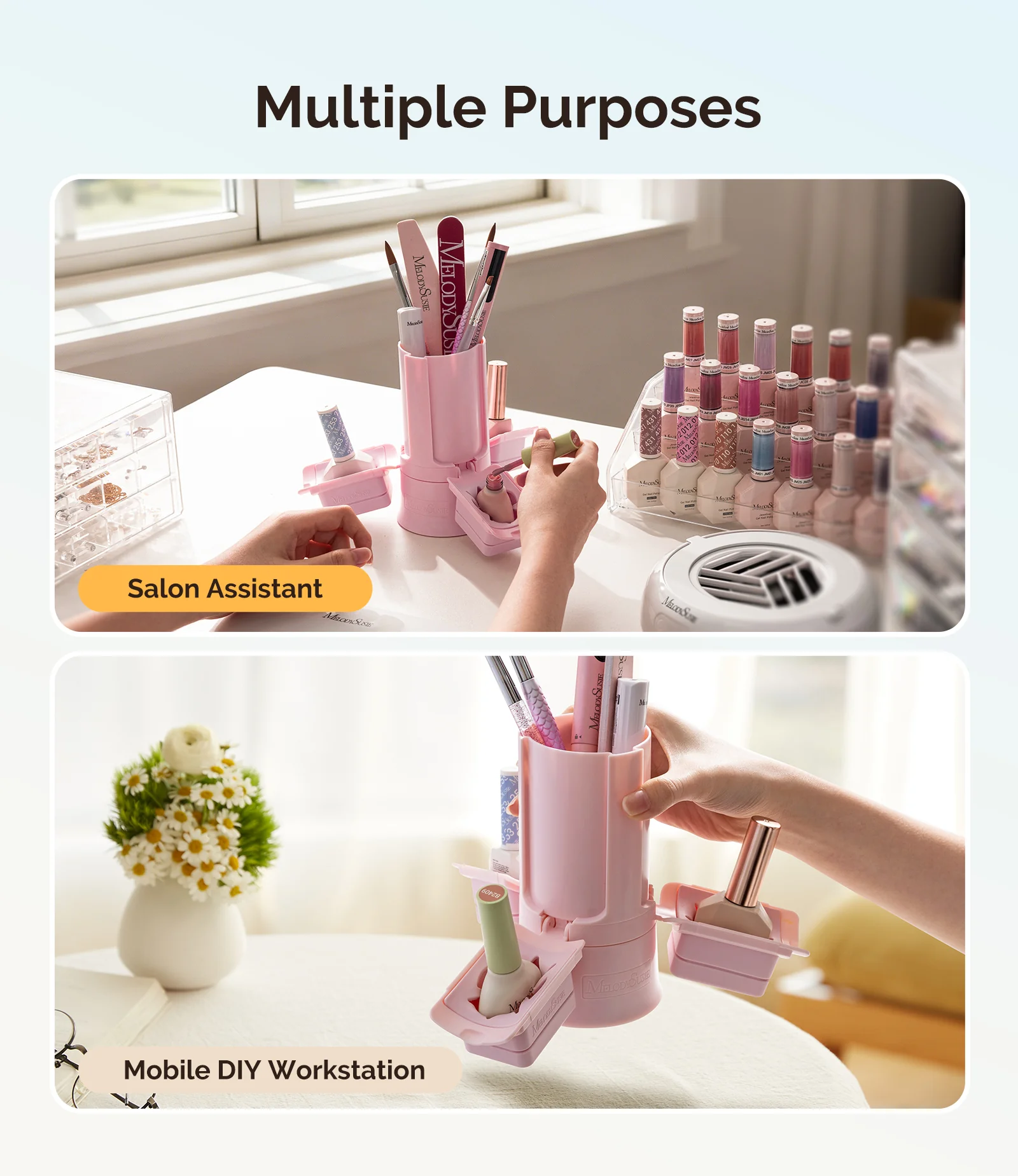 GelCarousel Rotatable Nail Art DIY Station - Pink - Image 7