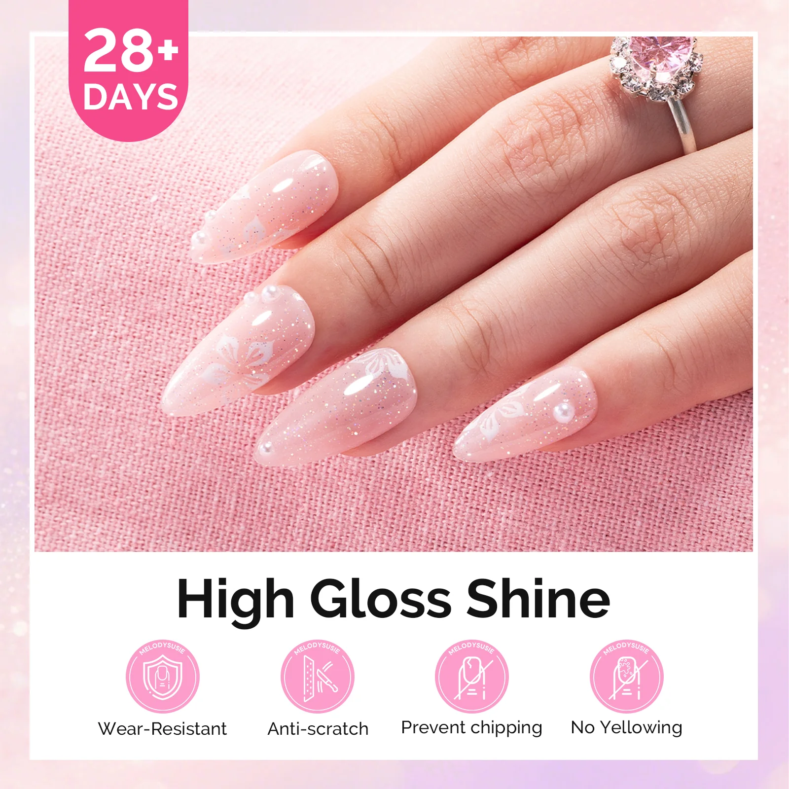 Glitter Gel Top Coat - No Wipe Reflective Iridescent Glitter Top Coat 15ml 0.5fl oz - Image 5