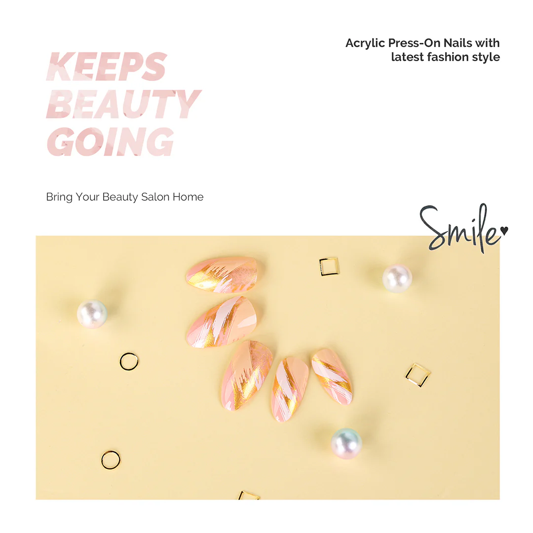 Golden Beach Acrylic Press On Nails Kits - Image 4