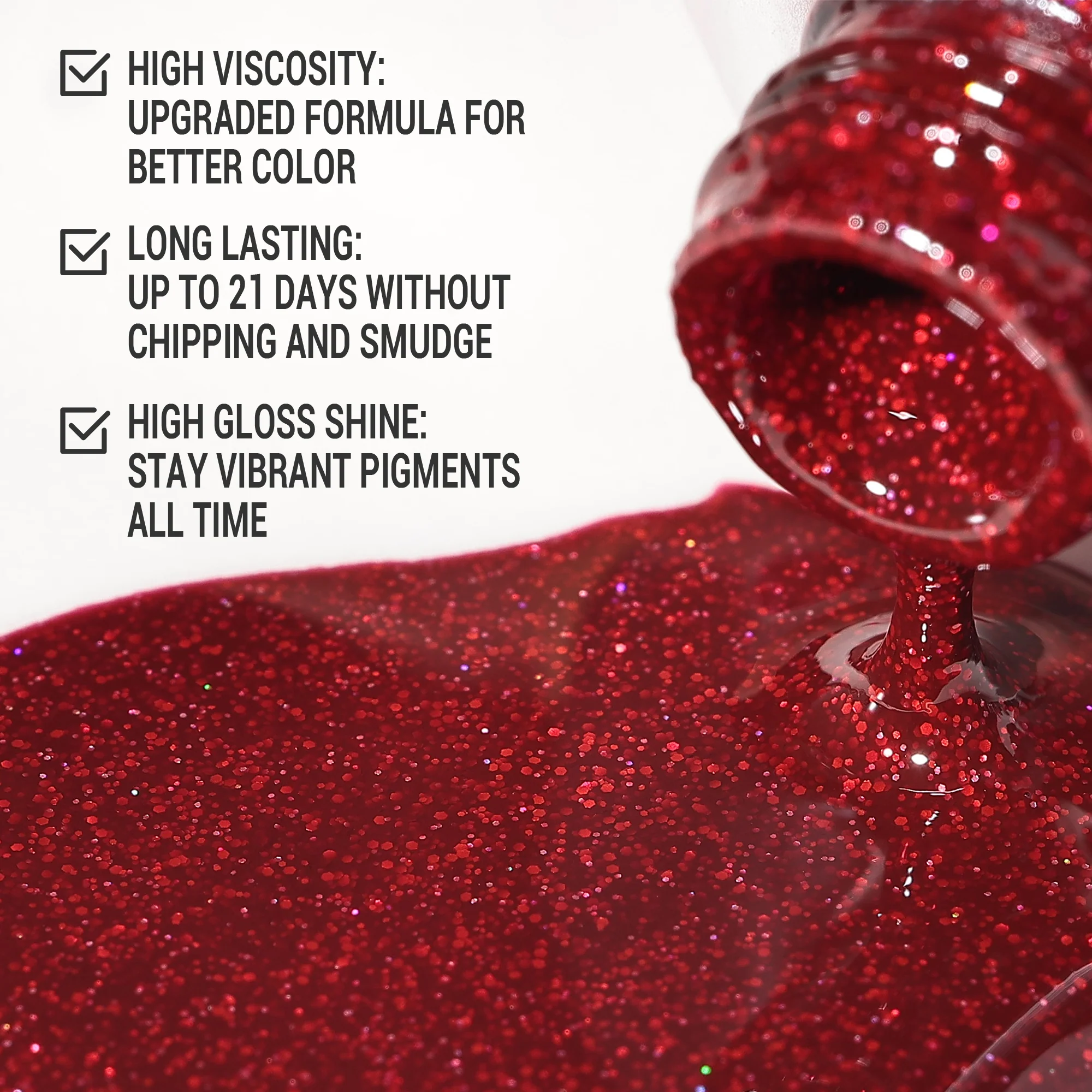 Z049 Heartbeat Red - TPO-Free Thick Gel Nail Polish(15ml) - Image 2