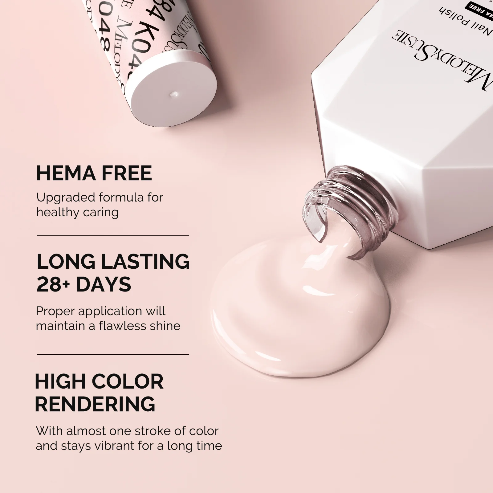 HEMA-Free Gel Nail Polish 0.5 fl oz/15ml - K0484 Thick White Nude Pink - Image 3