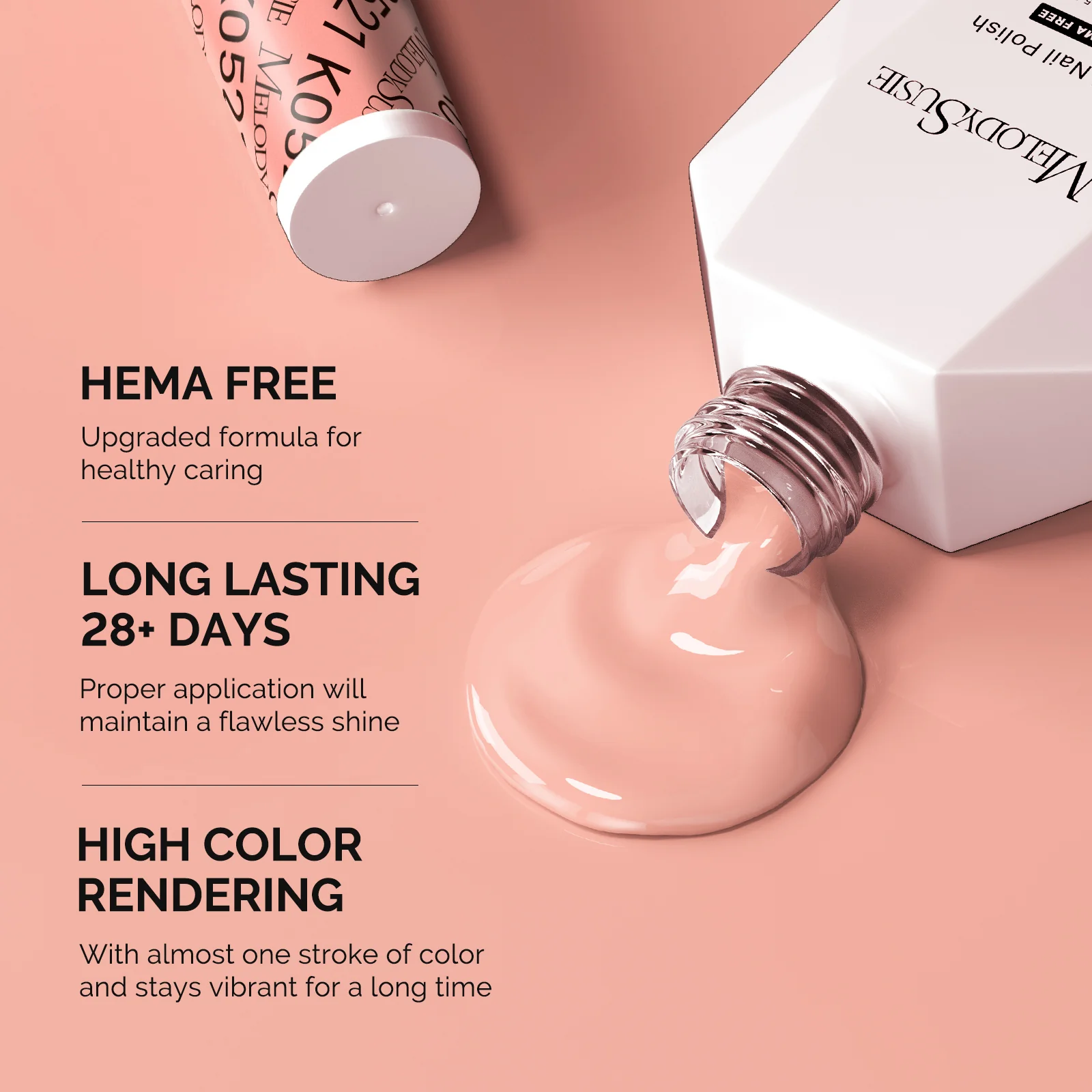 HEMA-Free Gel Nail Polish 0.5 fl oz/15ml - K0521 Thick Light Orange Pink - Image 3