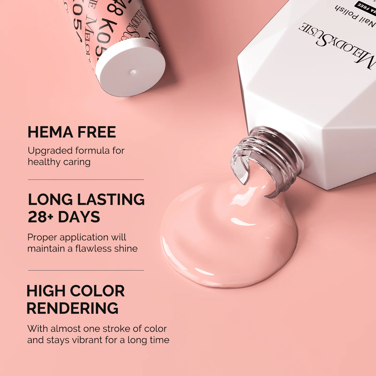 HEMA-Free Gel Nail Polish 0.5 fl oz/15ml - K0548 Thick Orange Pink - Image 3