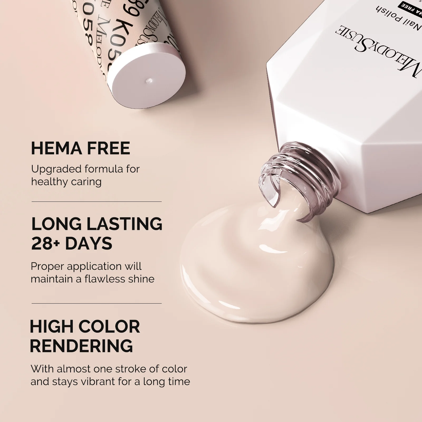HEMA-Free Gel Nail Polish 0.5 fl oz/15ml - K0589 Thick Beige Nude Pink - Image 3