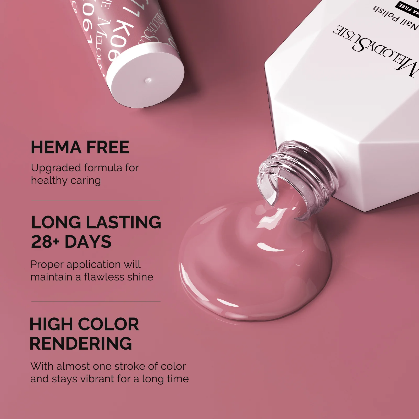 HEMA-Free Gel Nail Polish 0.5 fl oz/15ml - K0611 Thick Rosy Nude - Image 3