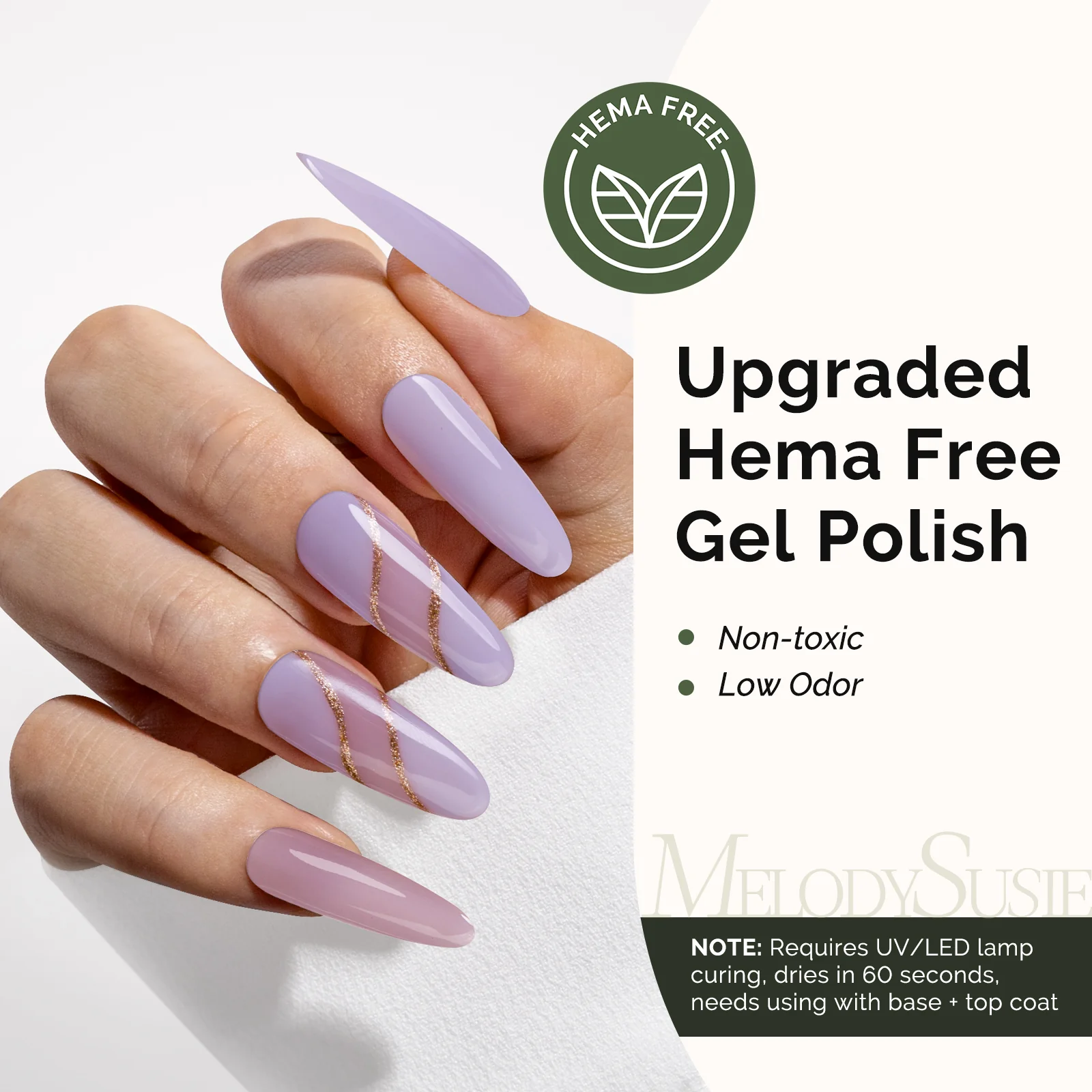 HEMA-Free Gel Nail Polish 0.5 fl oz/15ml - K0798 Thick Light Lavender Purple - Image 2