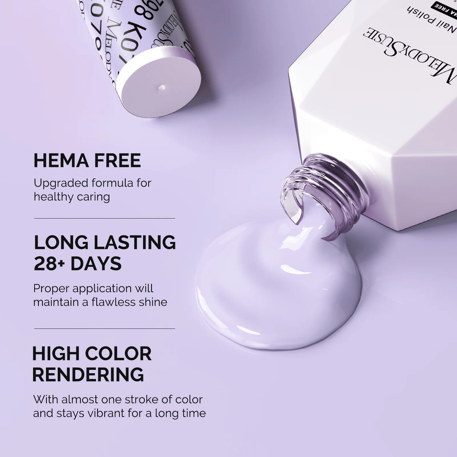 HEMA-Free Gel Nail Polish 0.5 fl oz/15ml - K0798 Thick Light Lavender Purple - Image 3