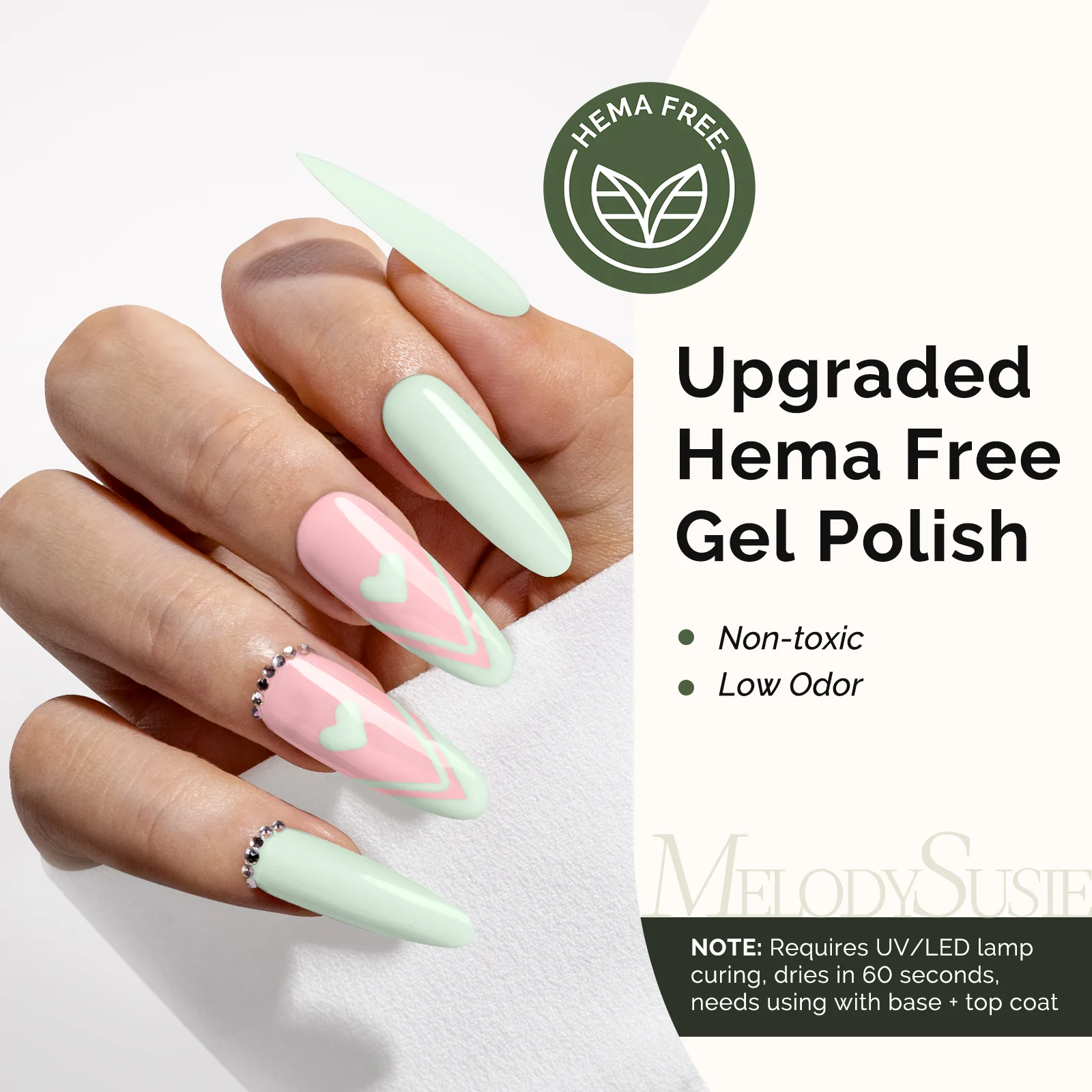 HEMA-Free Gel Nail Polish 0.5 fl oz/15ml - K0836 Thick Creamy Light Mint Green - Image 2