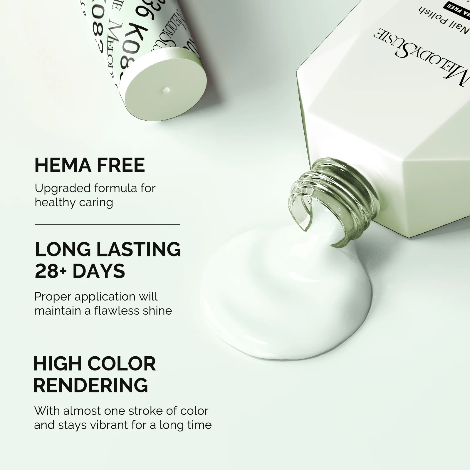 HEMA-Free Gel Nail Polish 0.5 fl oz/15ml - K0836 Thick Creamy Light Mint Green - Image 3