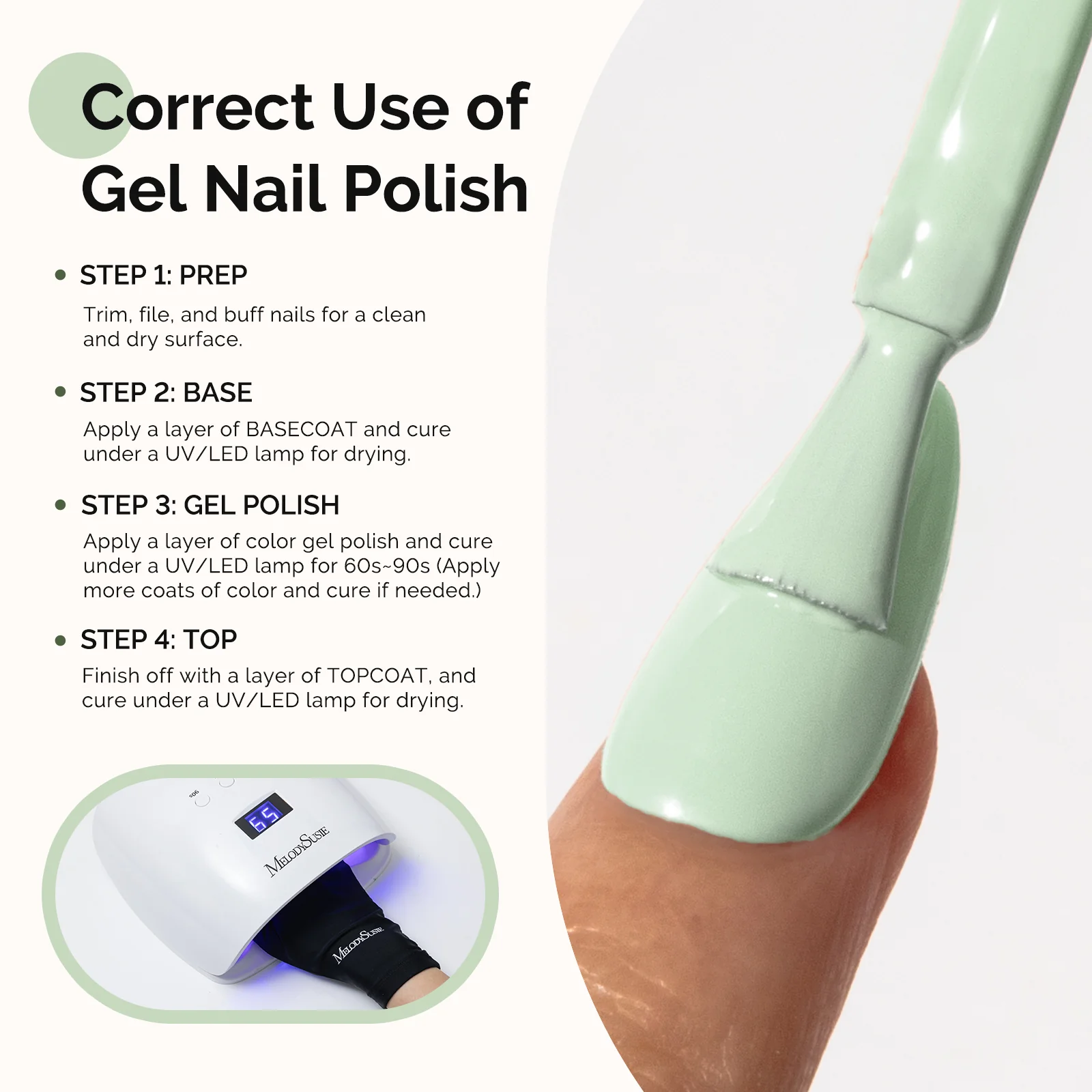 HEMA-Free Gel Nail Polish 0.5 fl oz/15ml - K0836 Thick Creamy Light Mint Green - Image 5