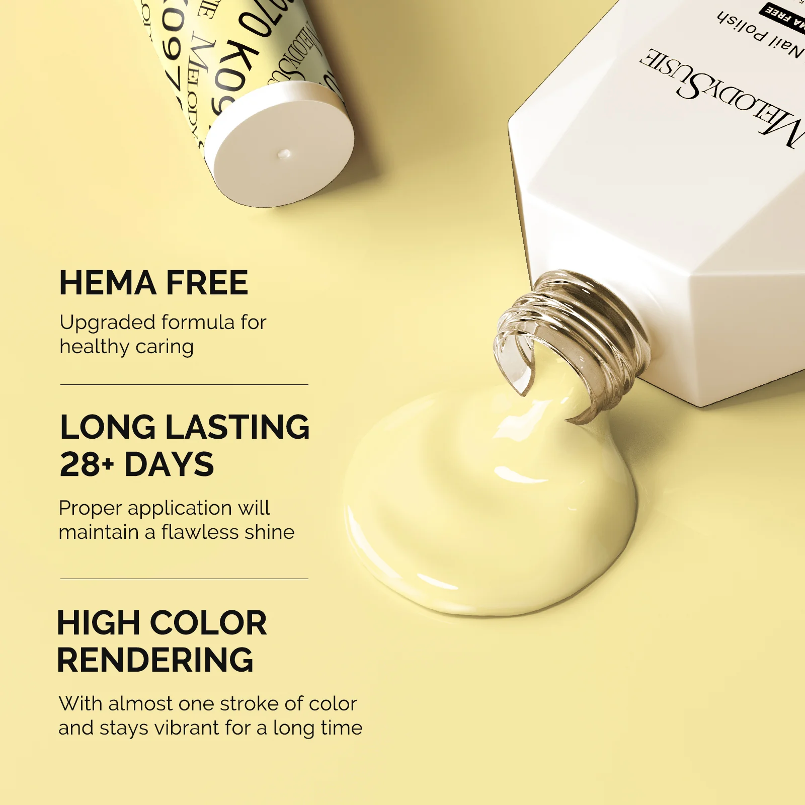 HEMA-Free Gel Nail Polish 0.5 fl oz/15ml - K0970 Thick Light Yellow - Image 3