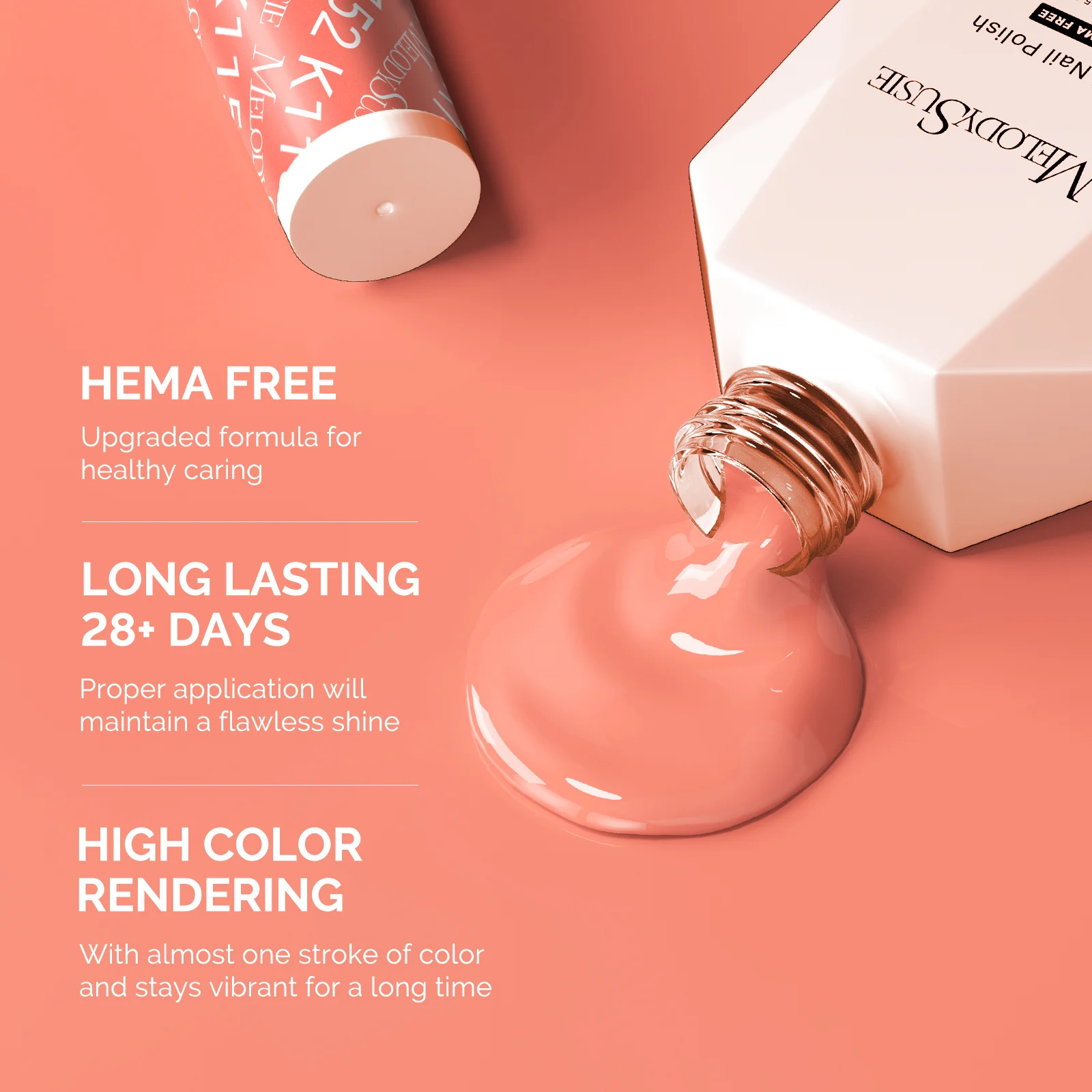 HEMA-Free Gel Nail Polish 0.5 fl oz/15ml - K1152 Thick Coral Orange - Image 3