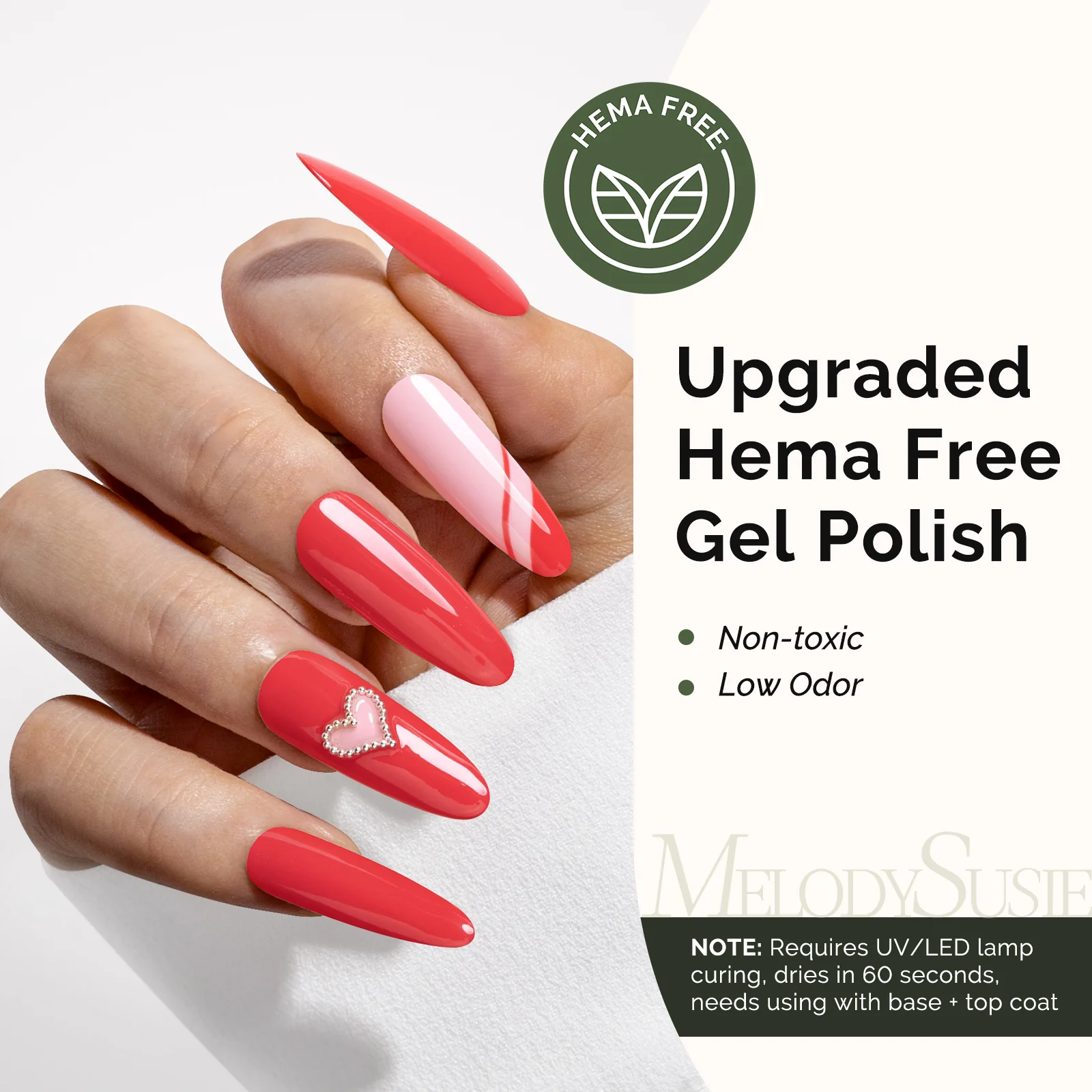 HEMA-Free Gel Nail Polish 0.5 fl oz/15ml - K1275 Thick Bright Coral Red - Image 2