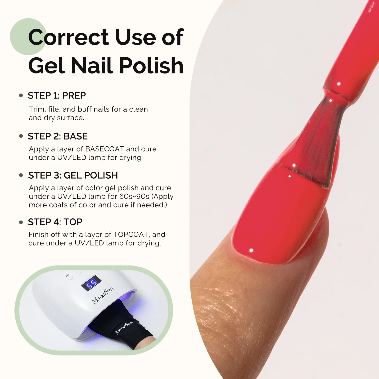 HEMA-Free Gel Nail Polish 0.5 fl oz/15ml - K1275 Thick Bright Coral Red - Image 5