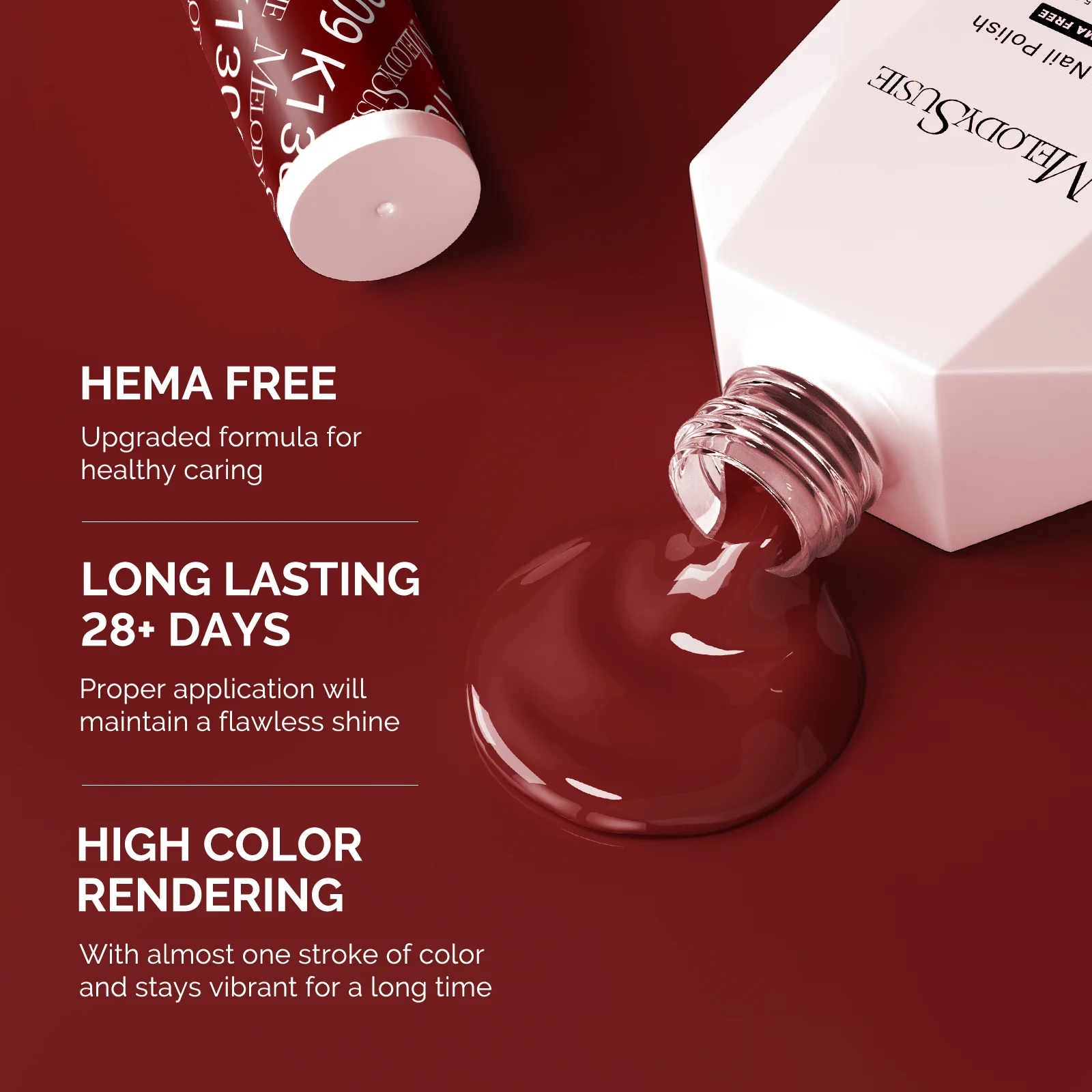 HEMA-Free Gel Nail Polish 0.5 fl oz/15ml - K1309 Thick Crimson Red - Image 3