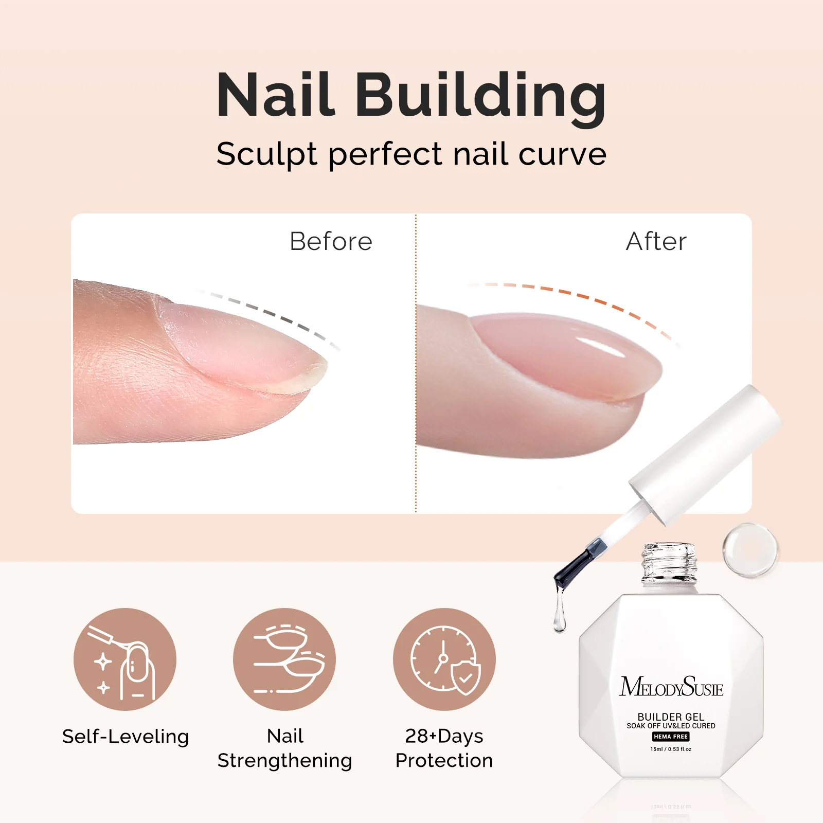 HEMA-Free & TPO-Free Builder Nail Gel 15ml - Image 3