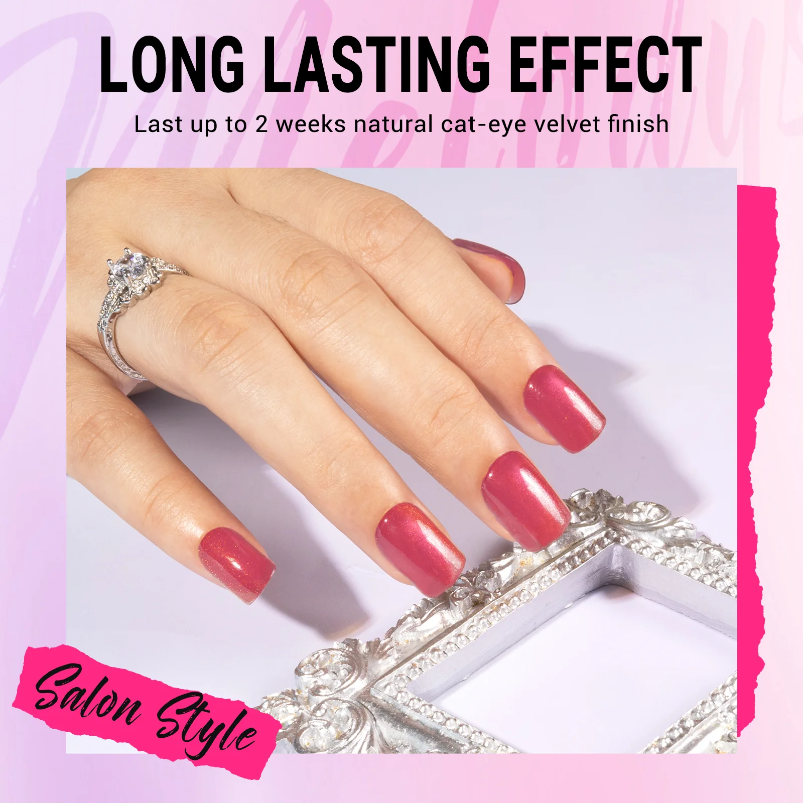 Hot Pink Cat Eye Press On Nails Kit - US ONLY - Image 2