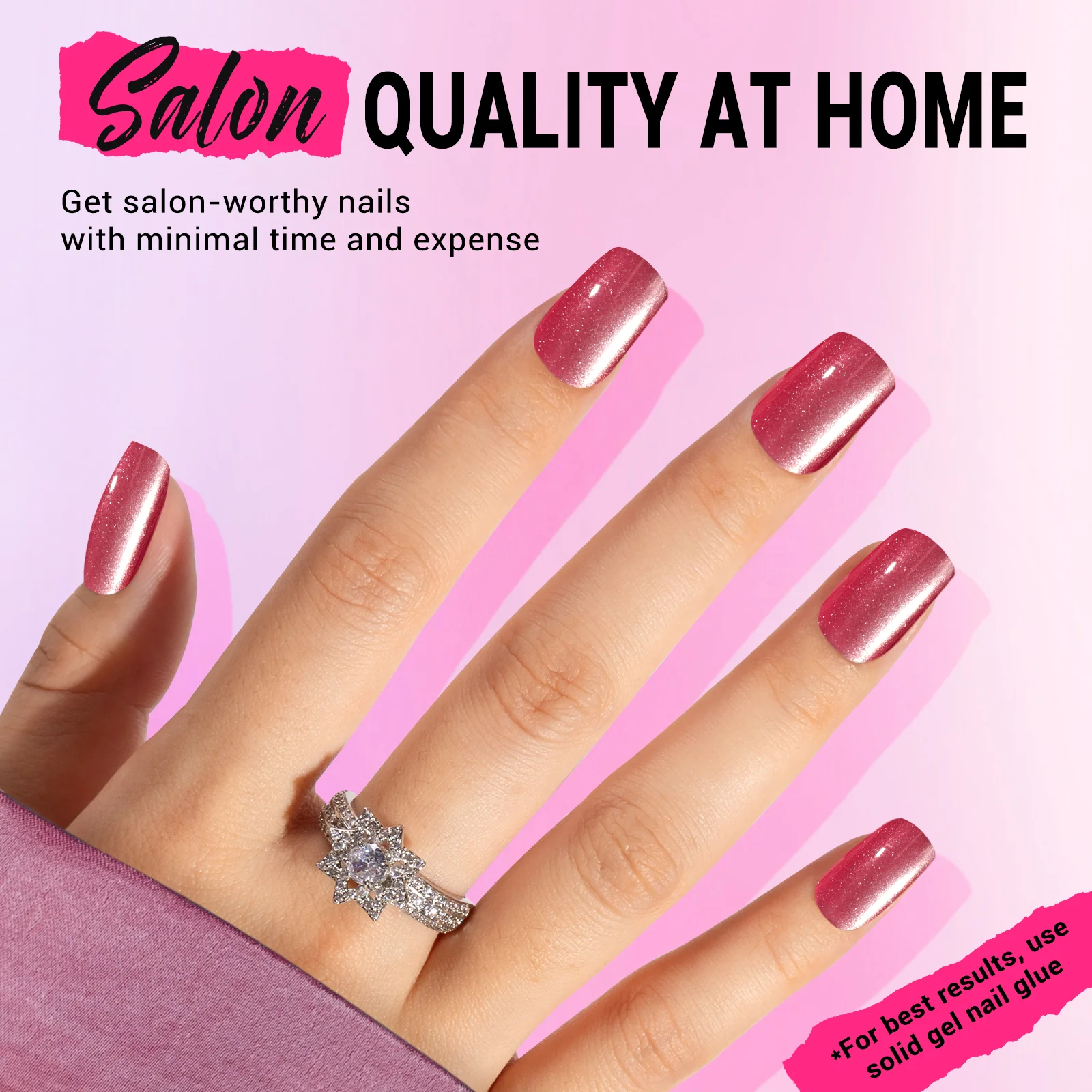 Hot Pink Cat Eye Press On Nails Kit - US ONLY - Image 4