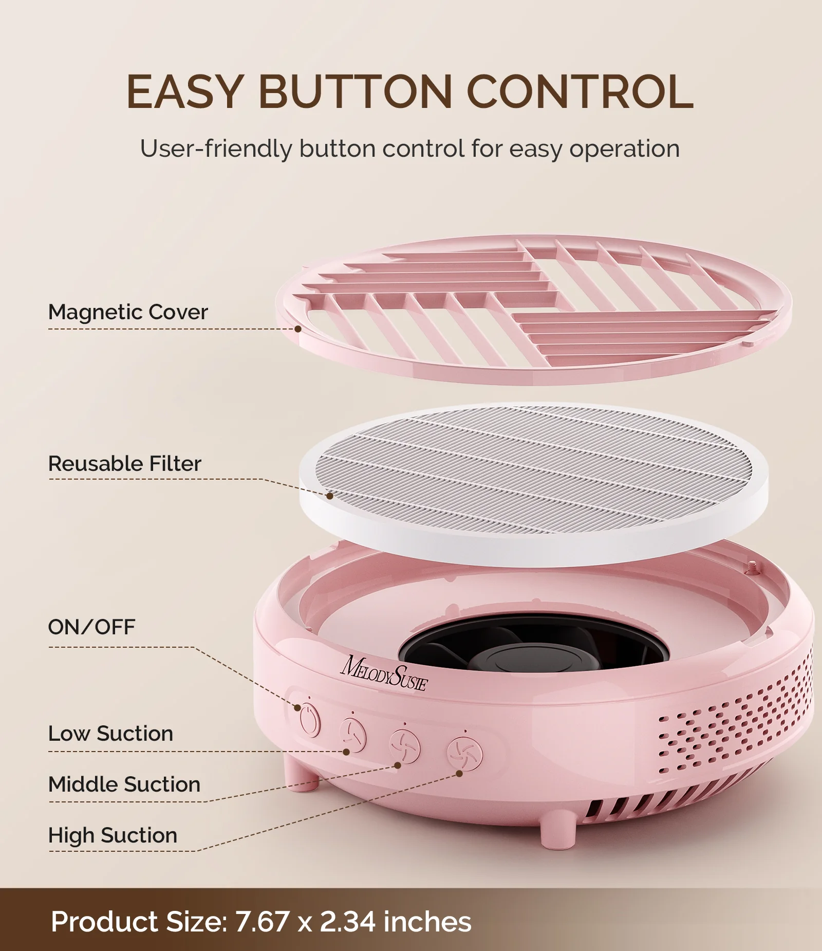 HPro Nail Dust Collector - Pink - Image 5