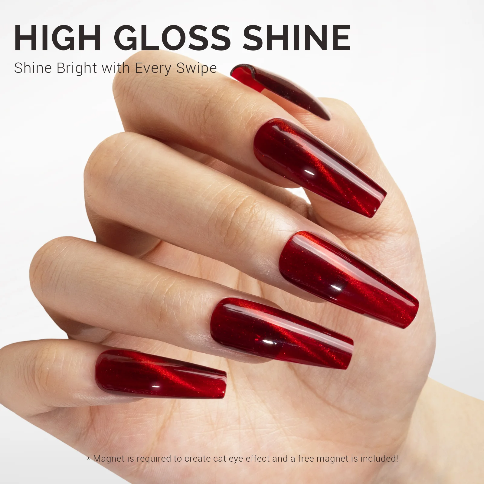 Jeweliver Cat Eye Gel Nail Polish 0.5 fl oz/15ml - Blood Red C3109 - Image 3