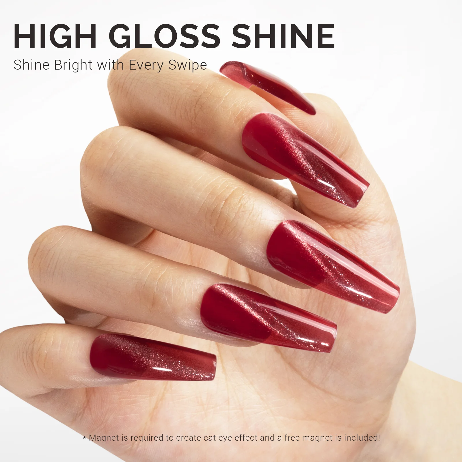 Jeweliver Cat Eye Gel Nail Polish 0.5 fl oz/15ml -  Pigeon's Blood Red C66 - Image 3