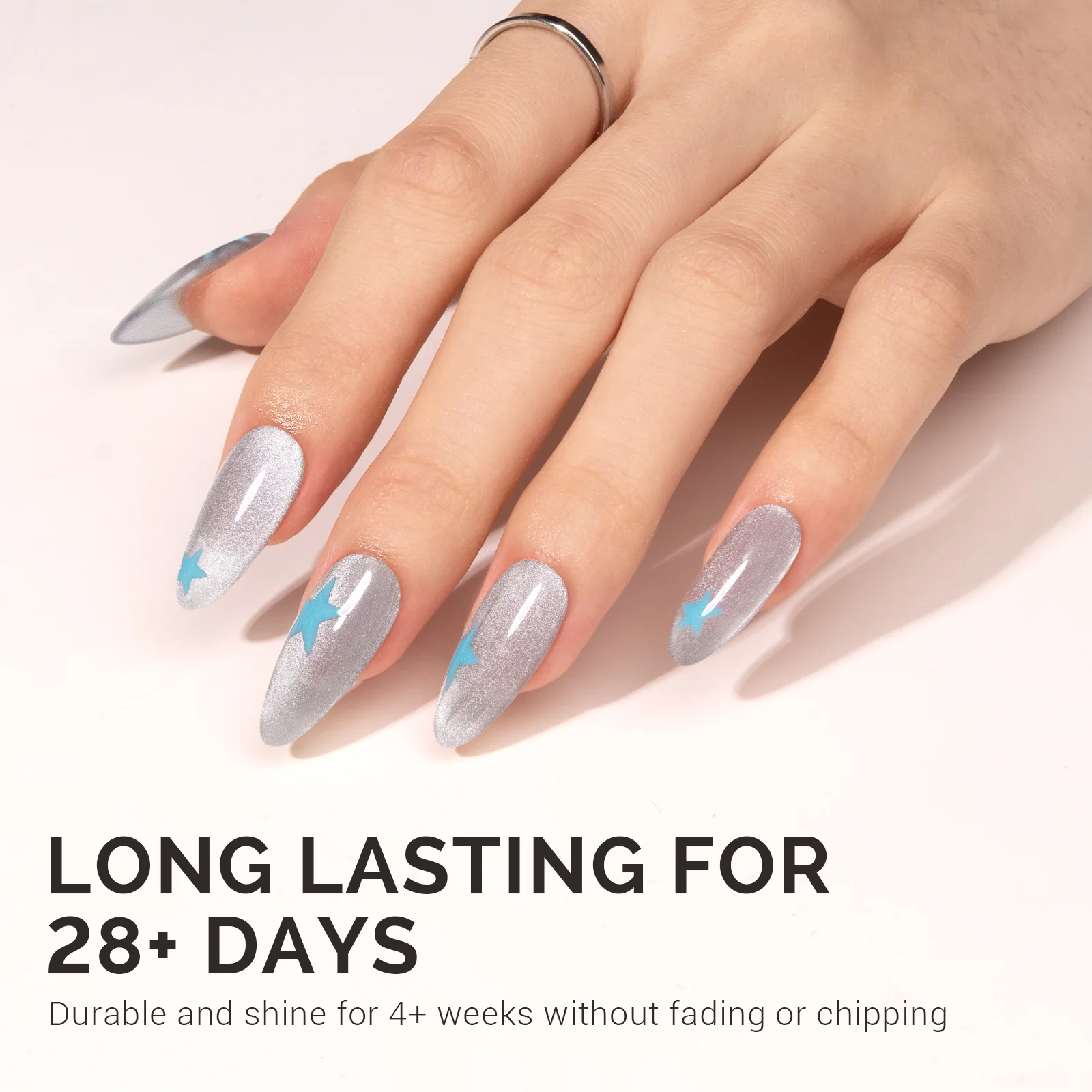 Jeweliver Cat Eye HEMA-Free & TPO-Free Gel Nail Polish 0.5 fl oz/15ml - Bright Silver G1081 - Image 5